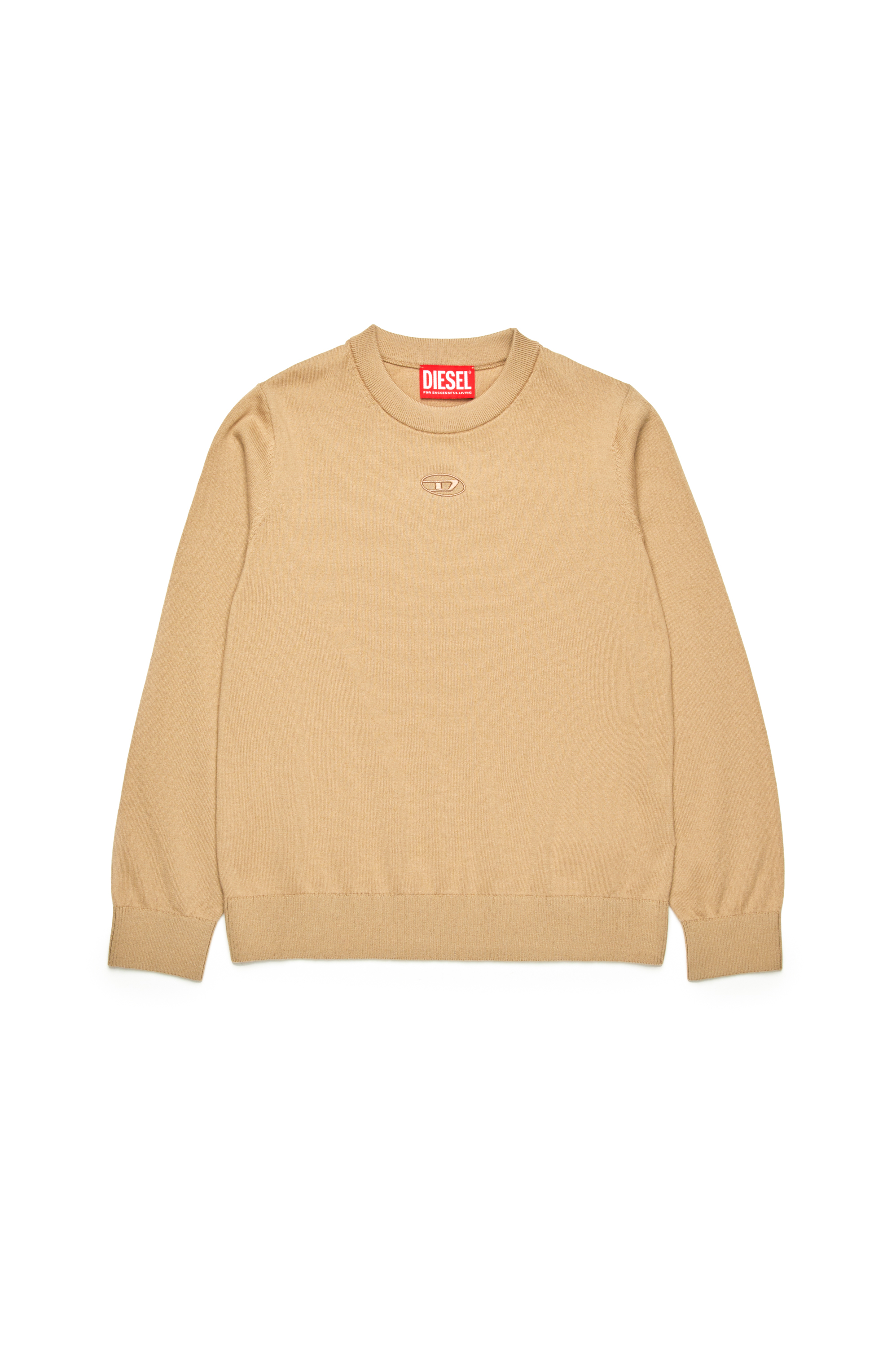 Diesel - KVIERI, Man's Cotton jumper with Oval D embroidery in Light Brown - 1