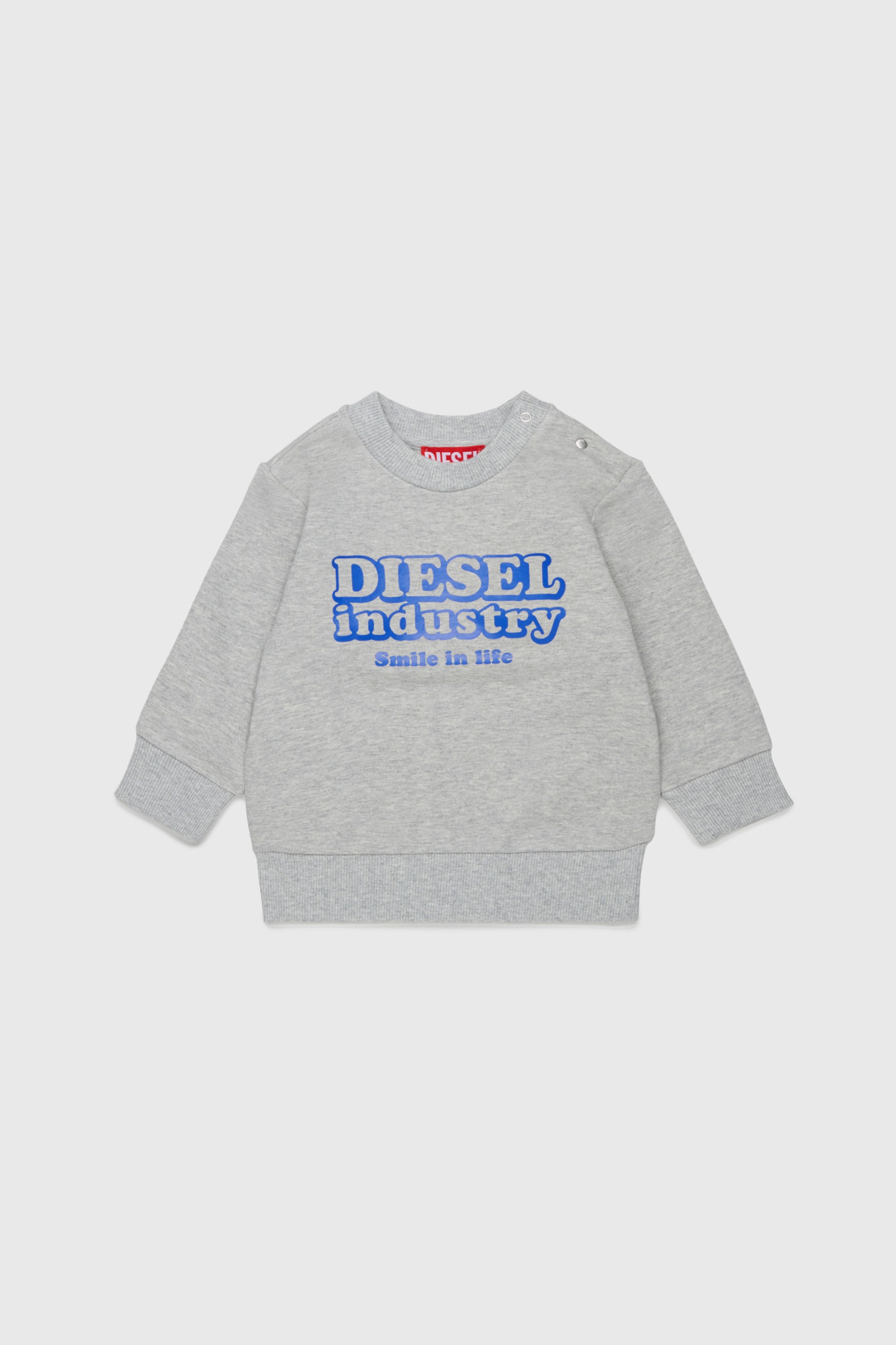 Diesel - SLODIMB, Man's Cotton sweatshirt with Diesel Industry print in Grey - 1
