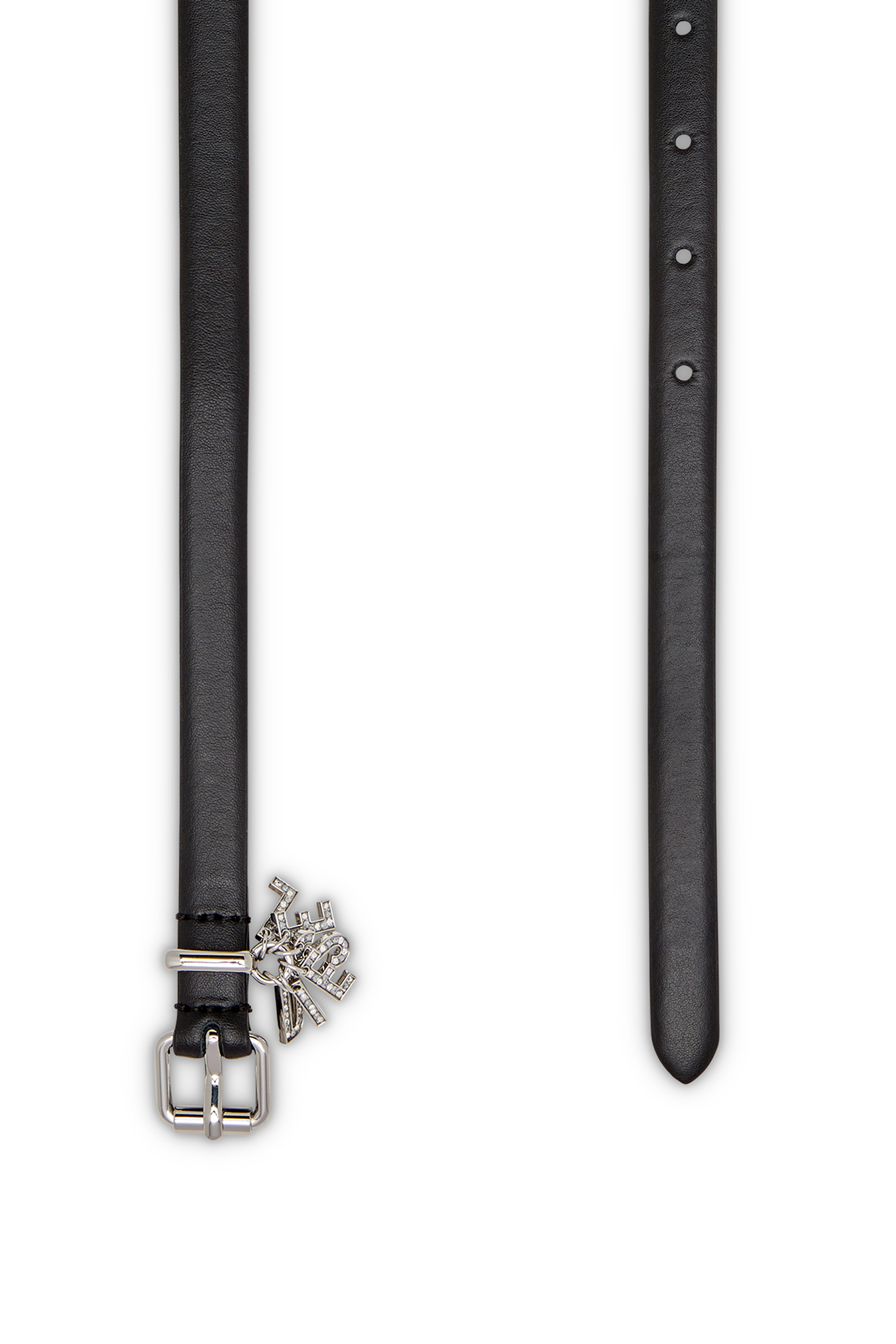 Diesel - B-CHARM-LOOP, Woman's 1.4cm nappa leather belt with logo charms in Black - 2