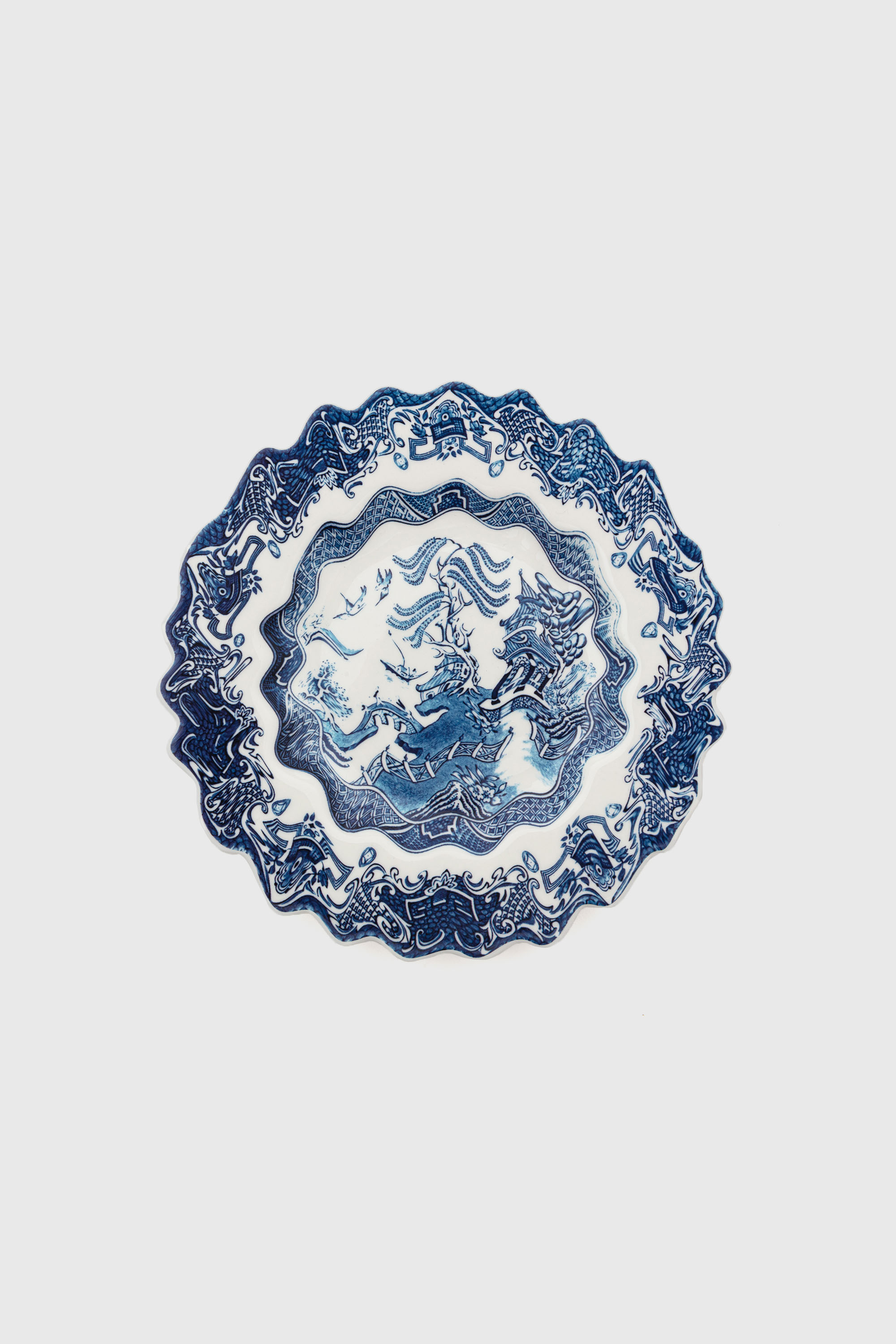 Diesel - 11232 DESSERT PLATE IN PORCELAIN "CLASSI, Unisex's Porcelain dessert plate in White/Blue - 1