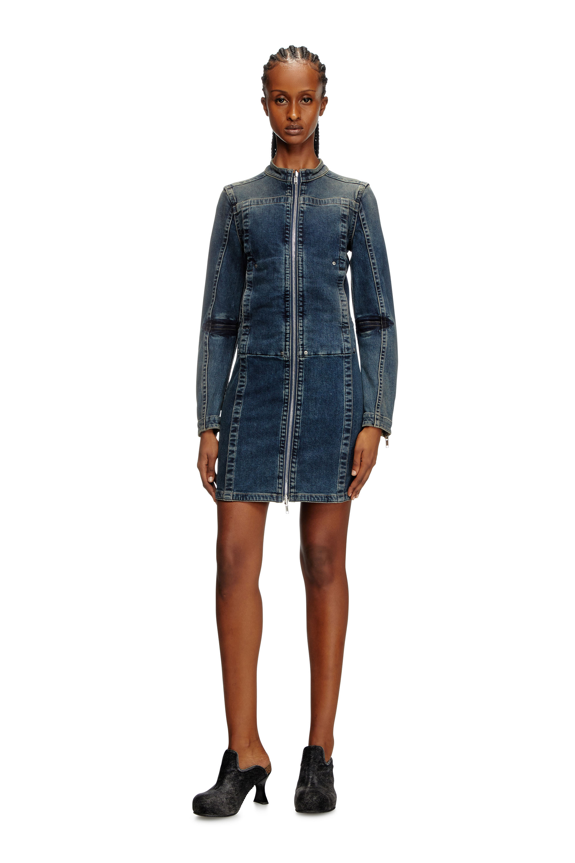 Diesel - DE-ROMI-RE, Woman's Short dress in Rehab denim in Dark Blue - 1