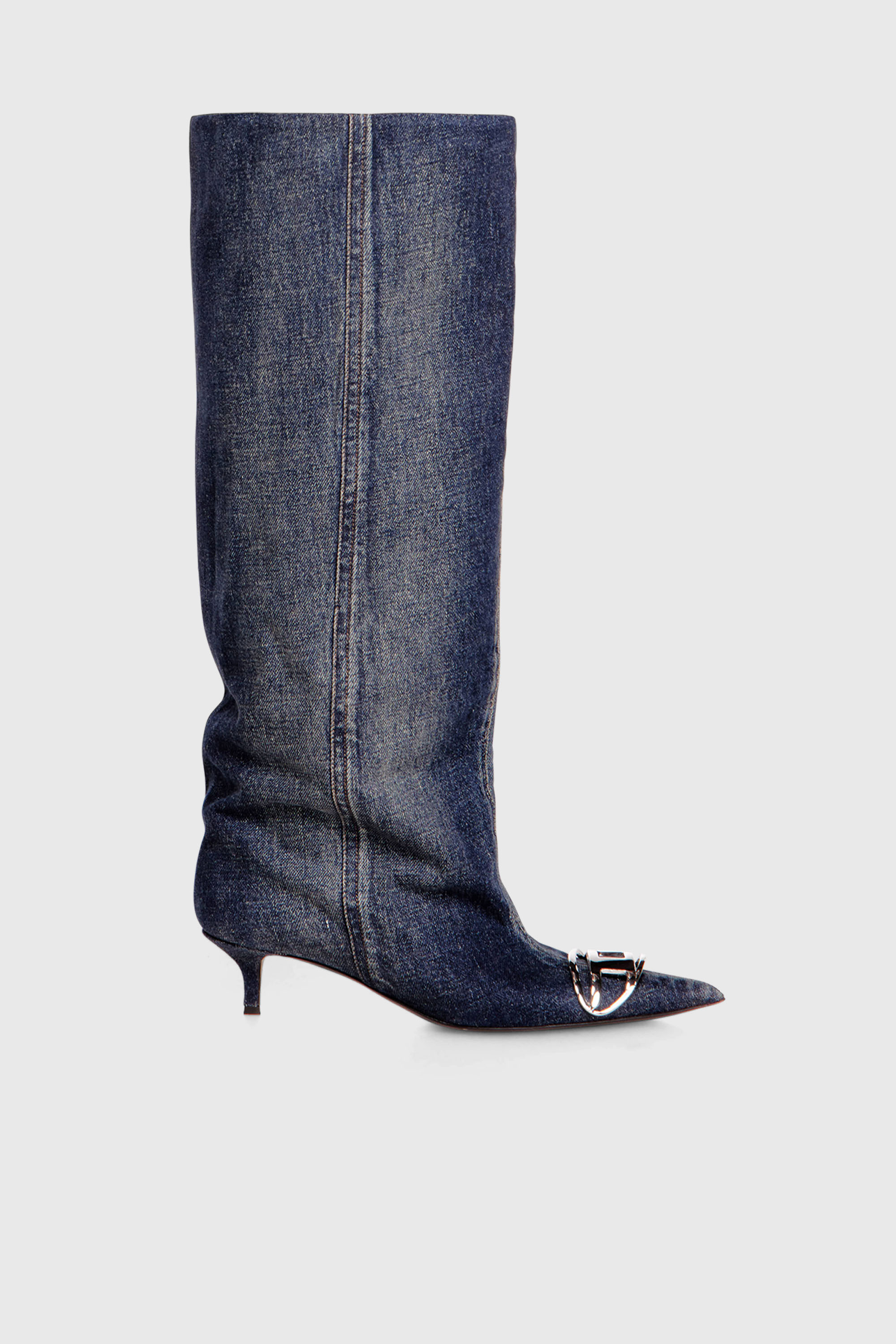 D-Venus-Slouchy knee-high boot in denim
