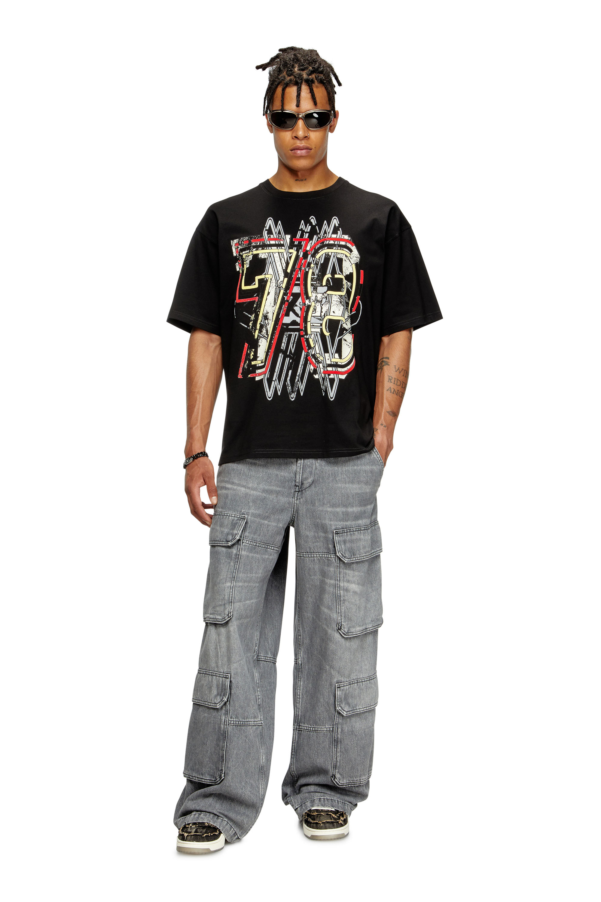 Diesel - T-BOXT-T8, Man's T-shirt with 78 print in Black - 2