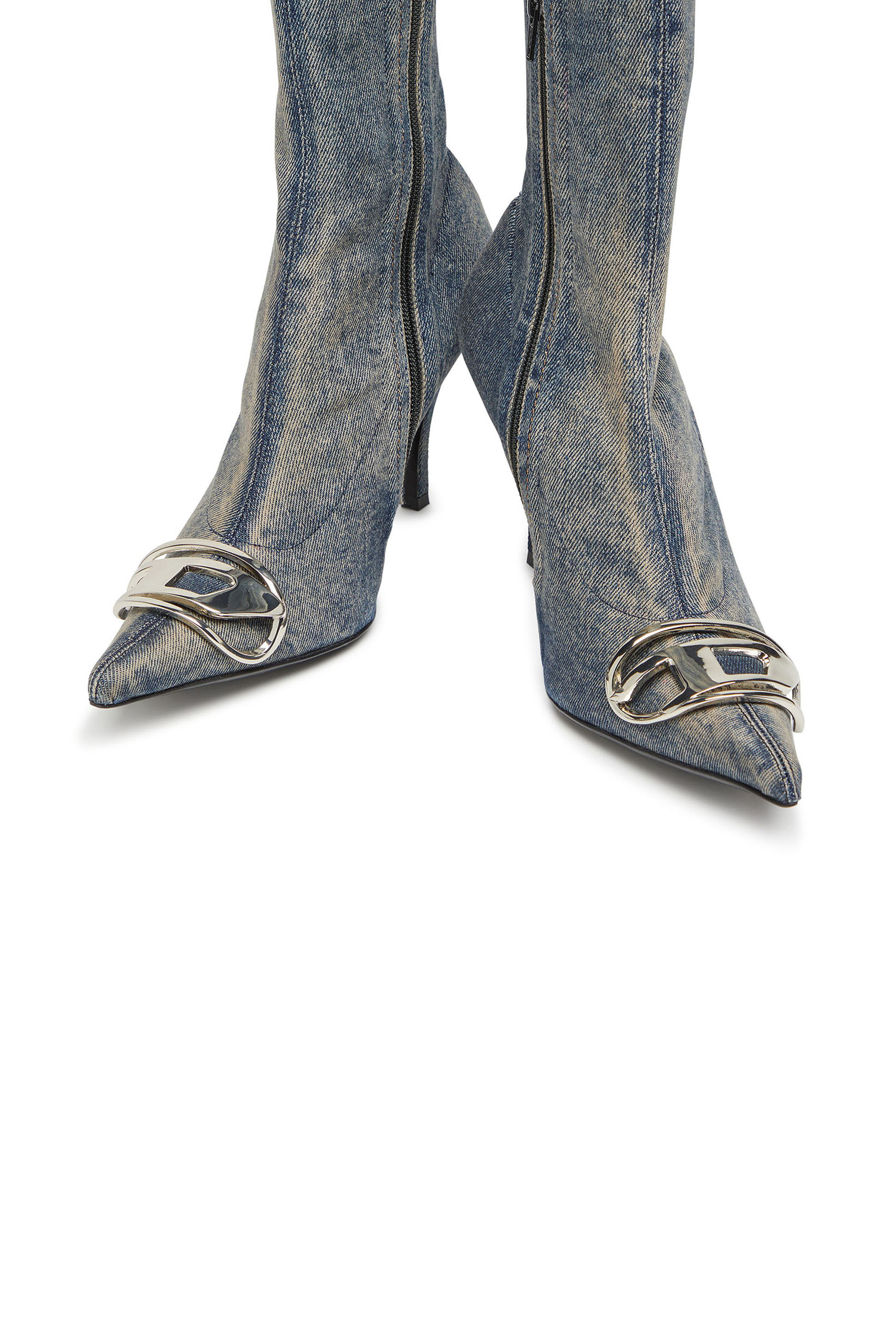 D-VENUS KB D, Blue Diesel - D-VENUS KB D, Woman's D-Venus - Denim boots with logo plaque in Blue - 4