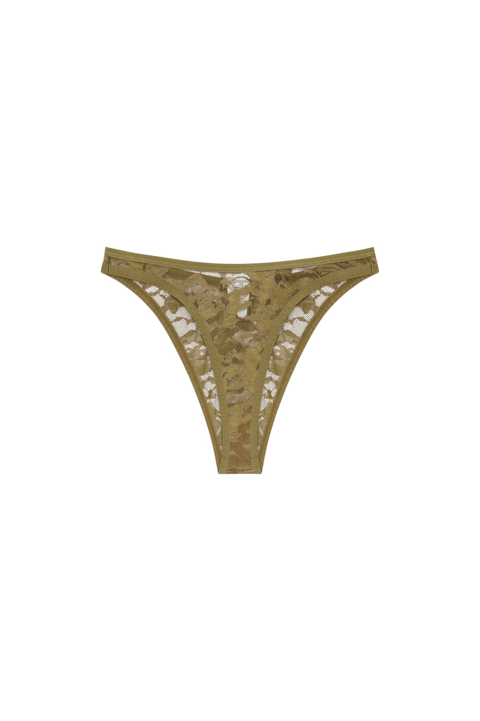 Diesel - UFPN-D-OVAL-PUNCHY-BRIEF, Woman's Camo lace briefs with Oval D plaque in Military Green - 4