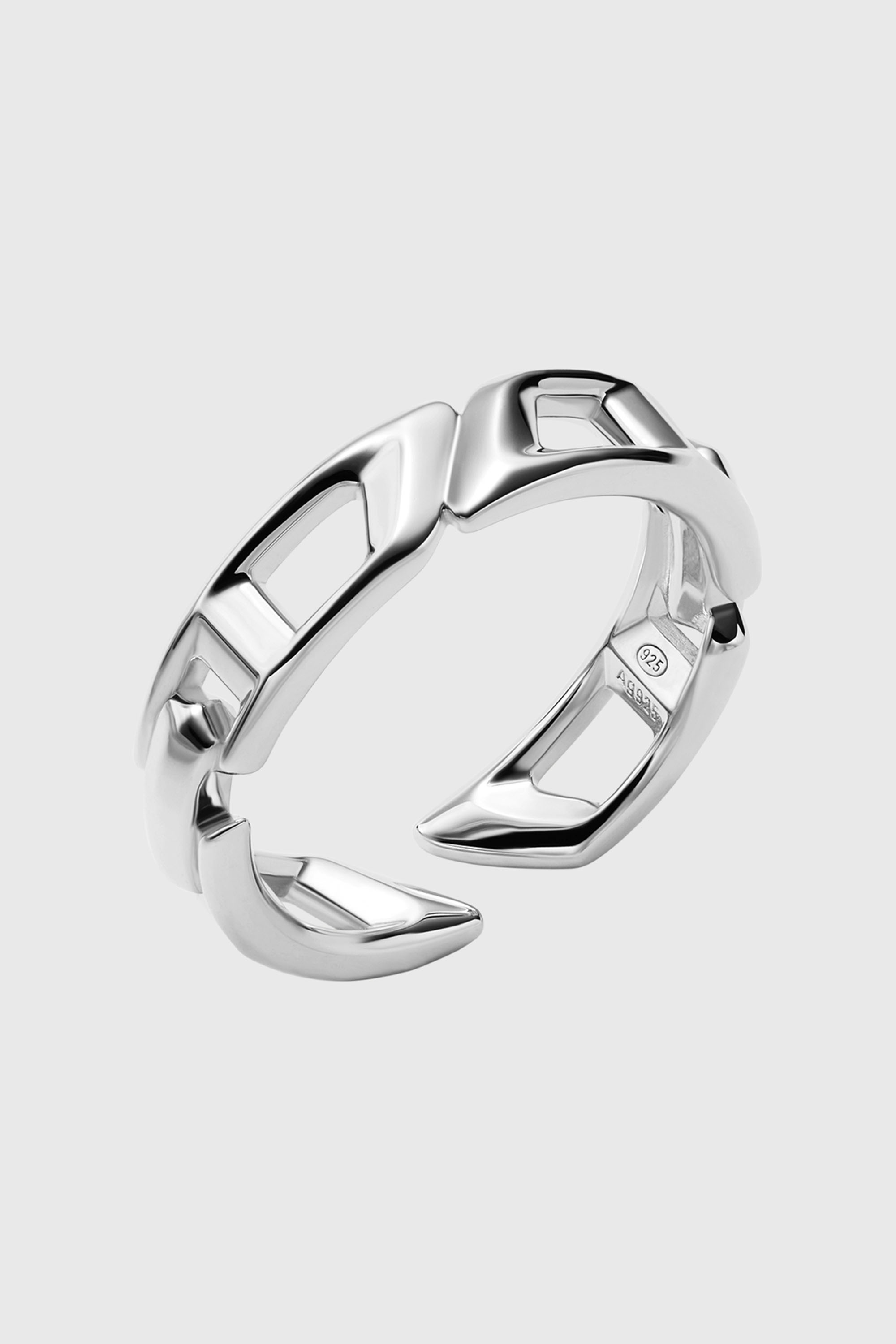 Diesel - DL1349040 STERLING SILVER JEWEL, Unisex's D Logo Sterling Silver Band Ring in Silver - 1