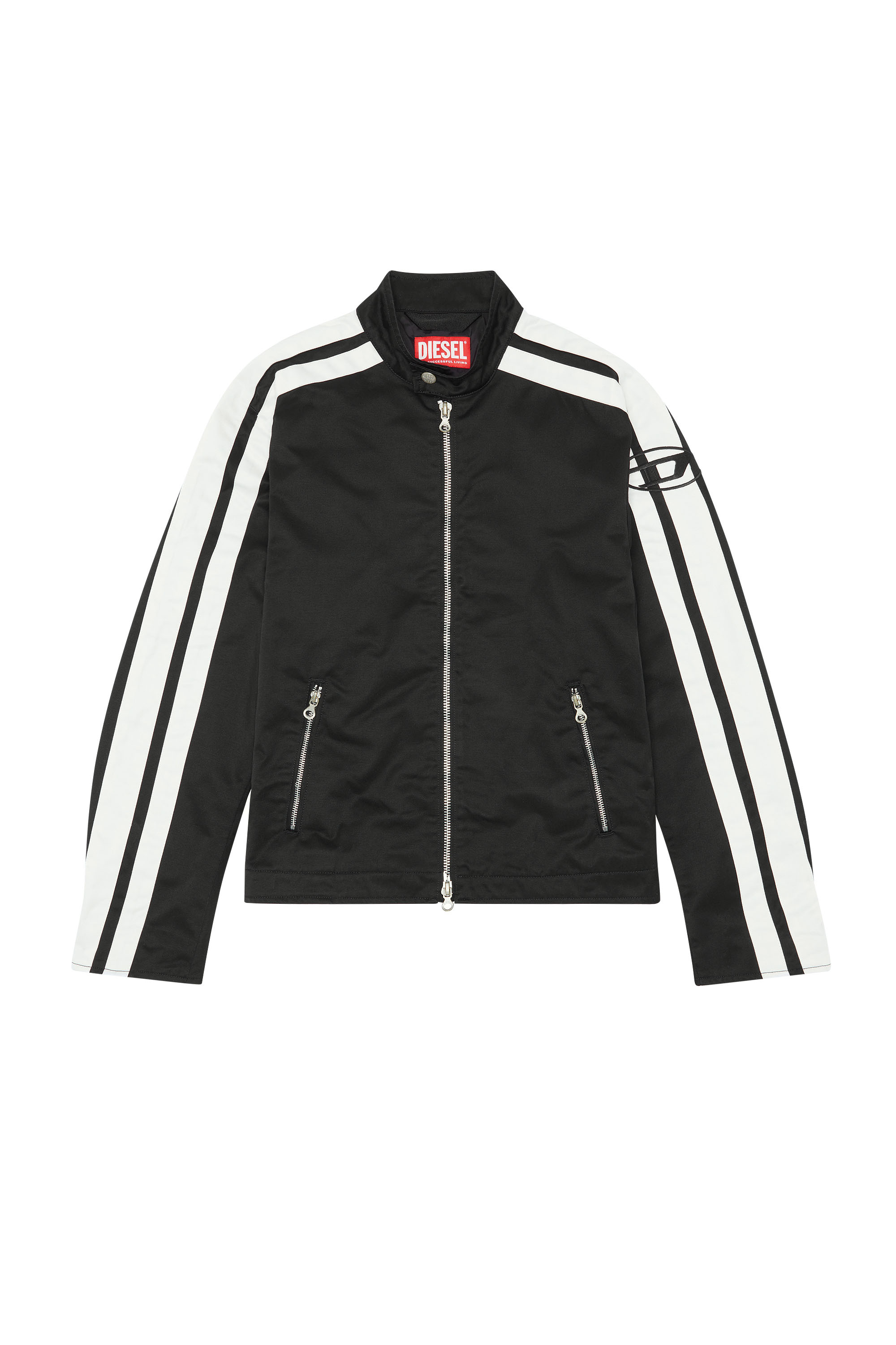 Diesel - J-BECK, Man Biker jacket in padded cotton with bands in Multicolor - Image 3