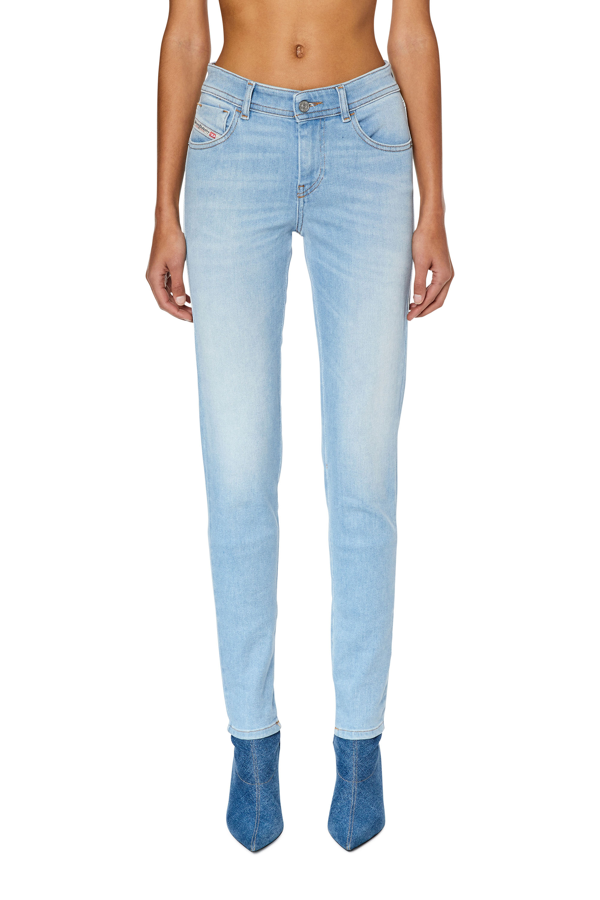Diesel - 2017 Slandy 09E76 Super skinny Jeans, Light Blue - Image 1
