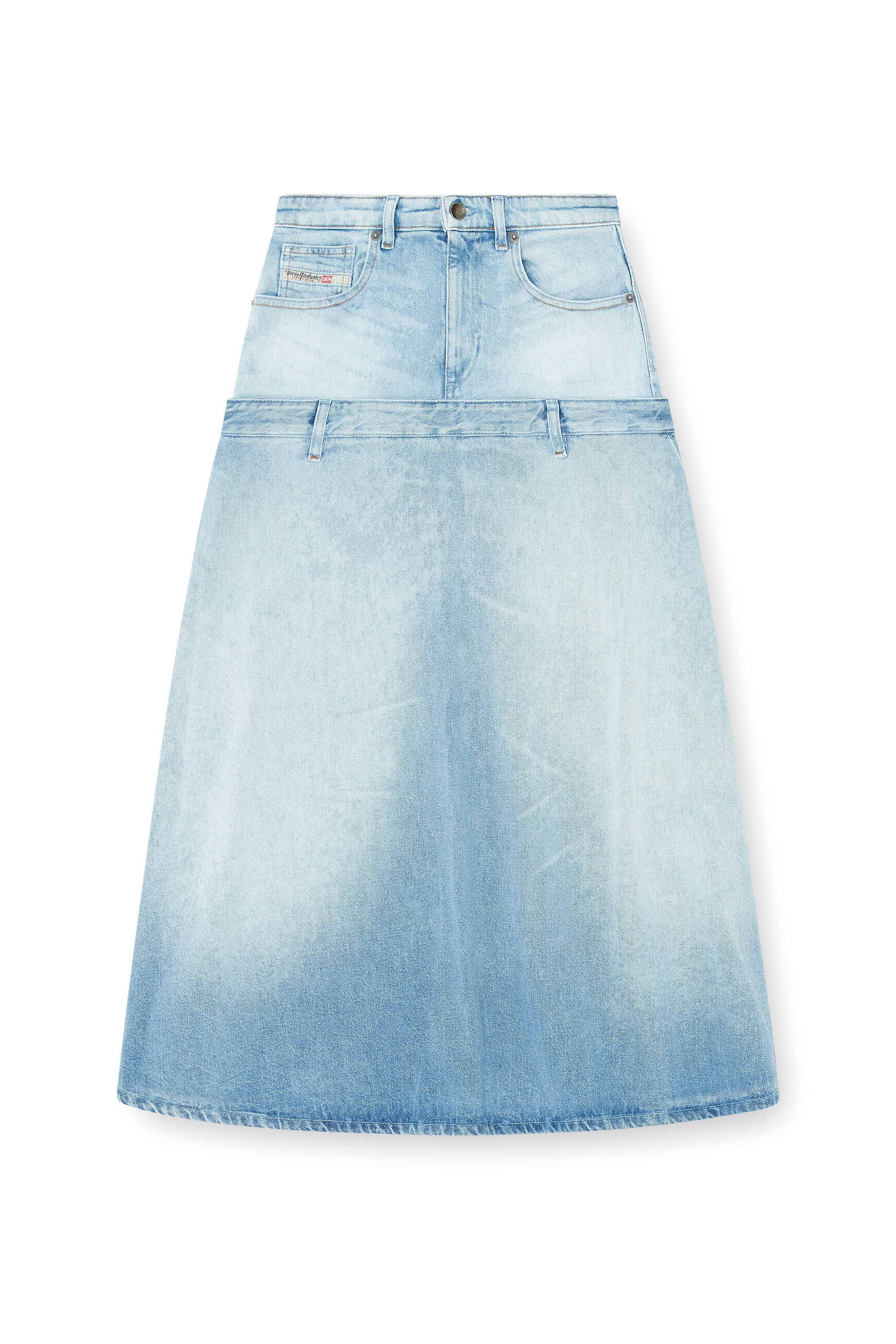 Diesel - DE-VORYA-S, Woman's Denim skirt with layered design in Light Blue - 2