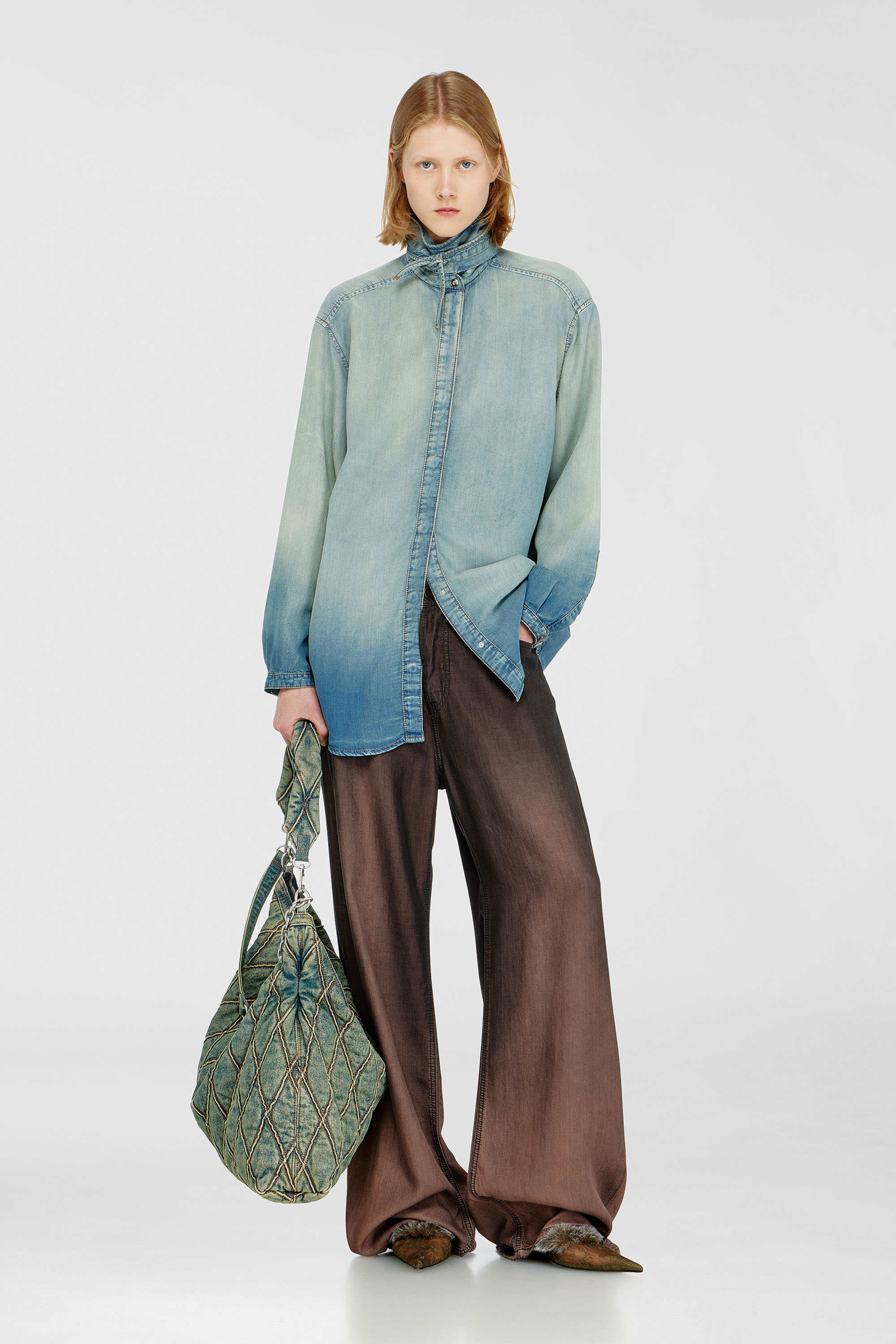 Shirt in marbled fluid denim