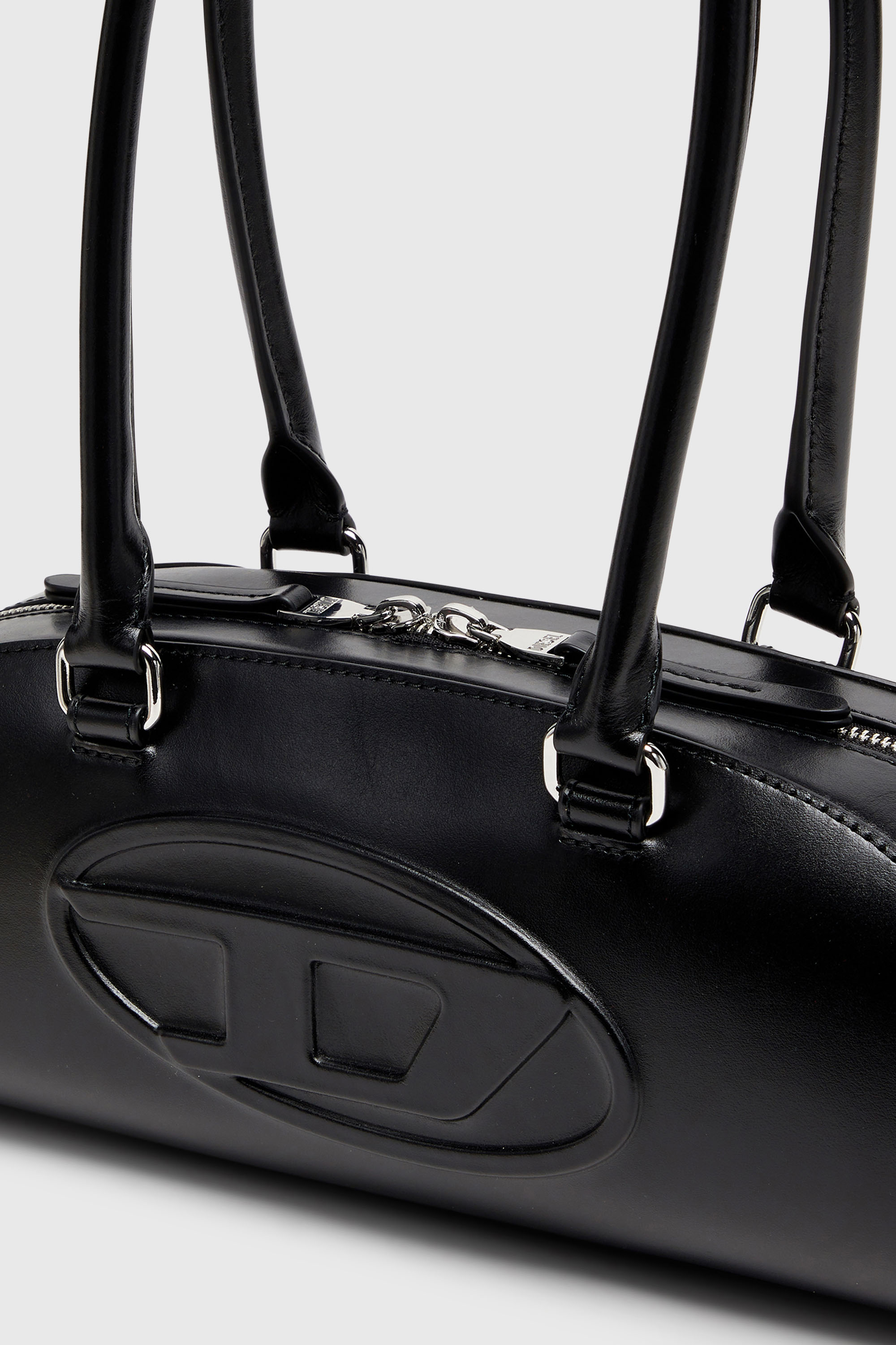 Diesel - 1DR DOME SHOULDER EW, Woman's 1DR Dome - Elongated bowling bag in leather in Black - 6