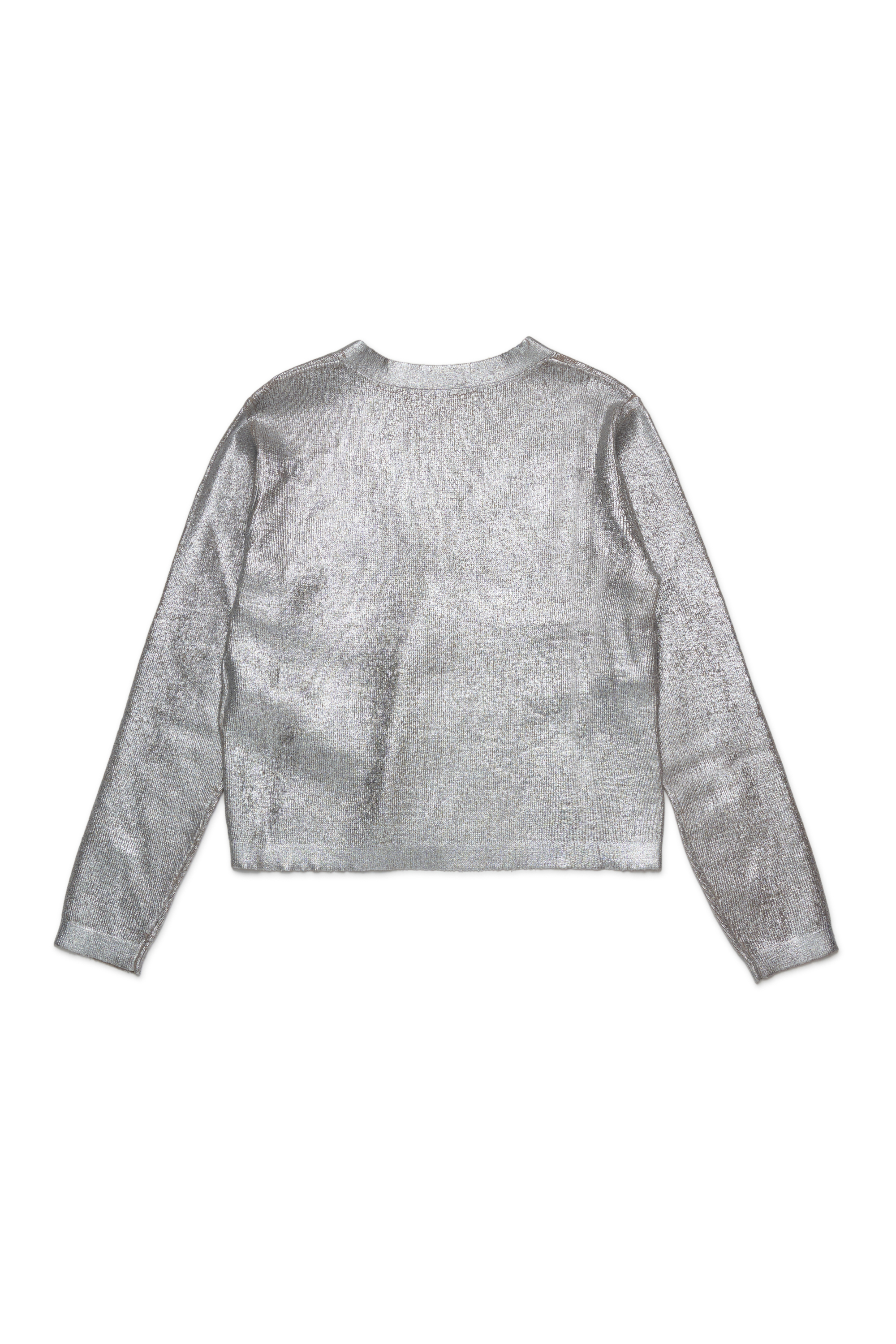 Diesel - KMISOTTA, Woman's V-neck wool blend cardigan in Silver - 2