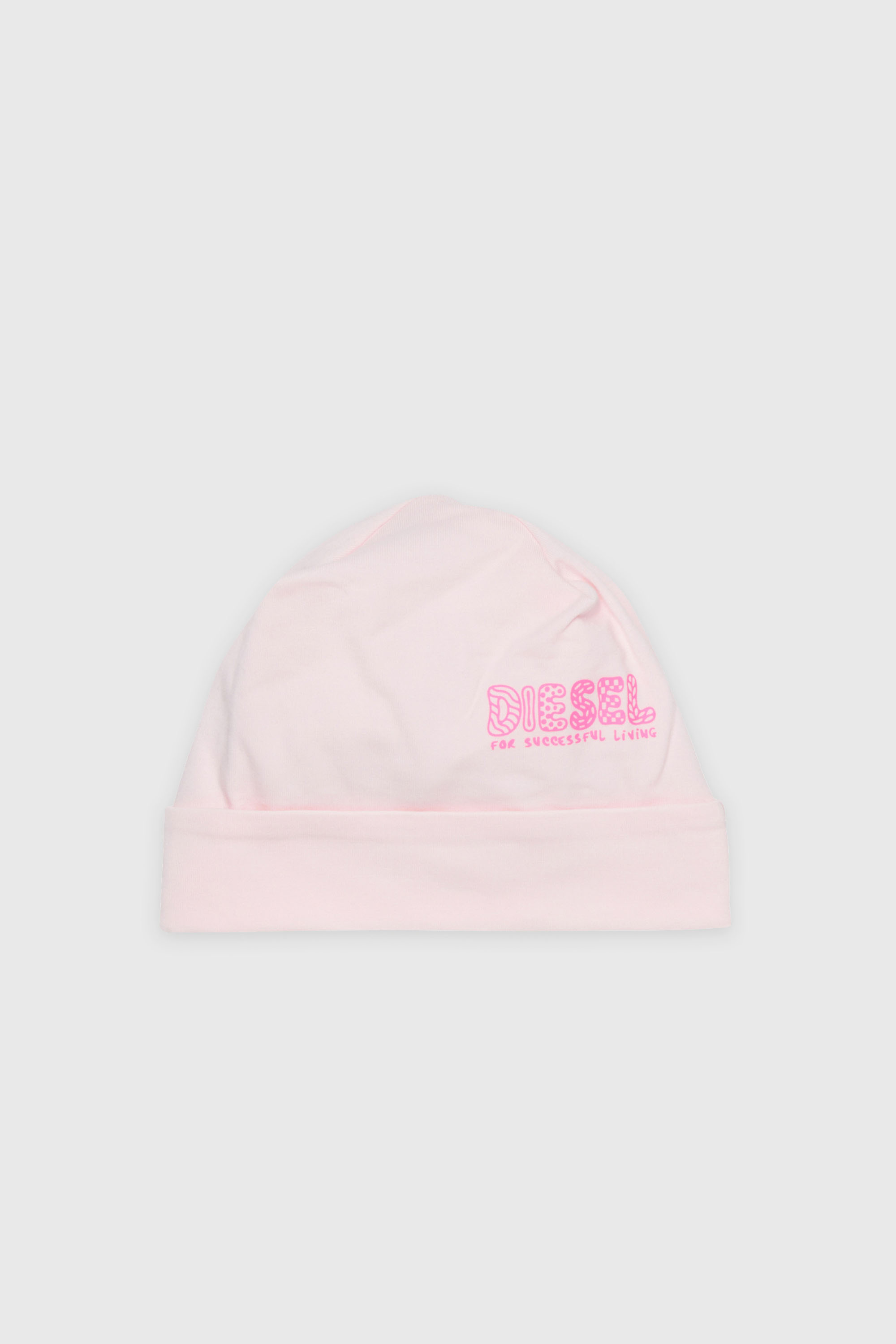 Diesel - FUBBY-NB, Unisex's Newborn beanie with doodle logo print in Pink - 1
