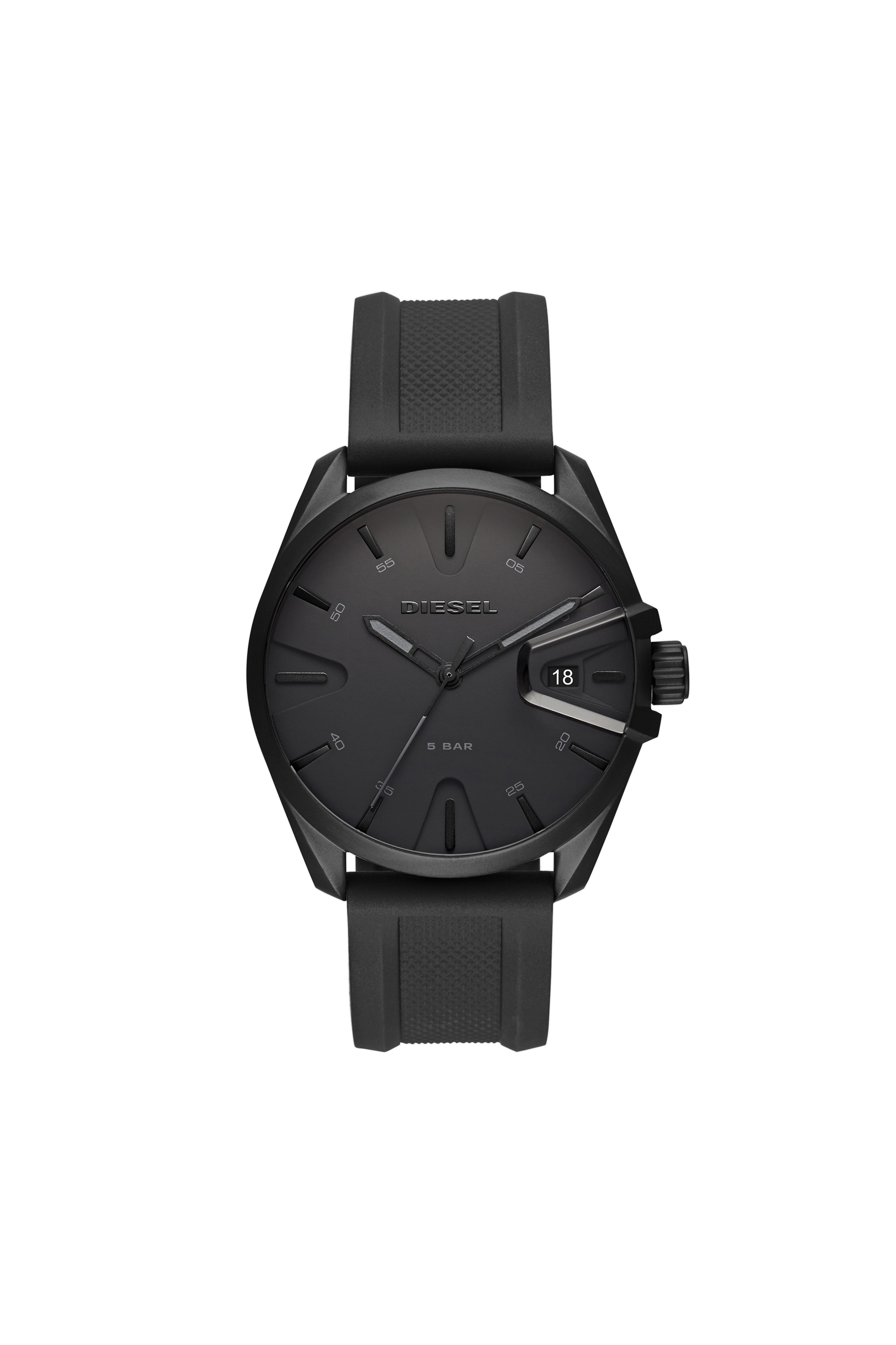 Diesel - DZ1892, Man's MS9 three-hand black silicone watch in Black - 1
