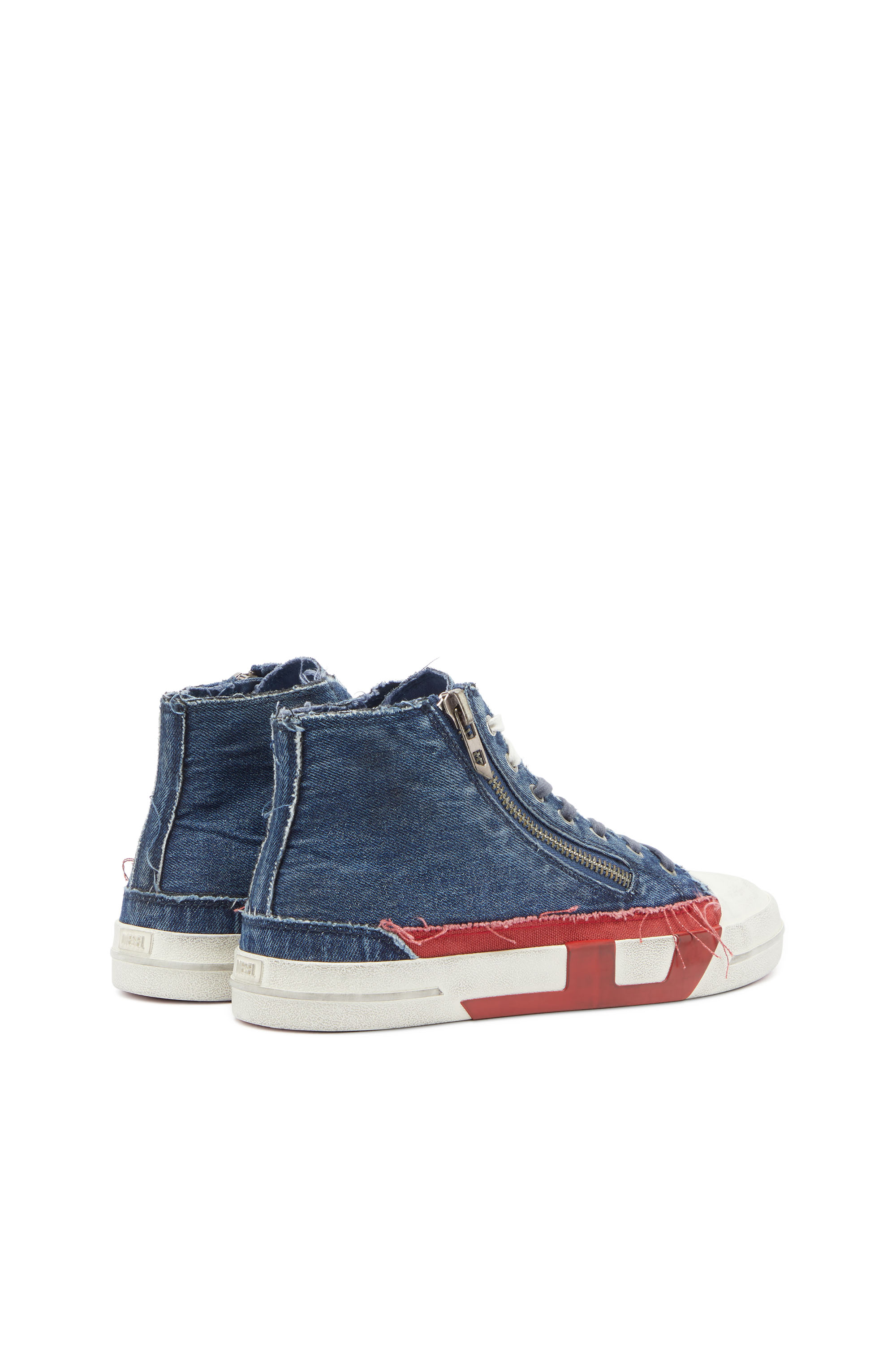 Diesel - S-D-VERSE ZIP MID II, Man's S-D-Verse -  Denim sneakers with D logo in Medium blue - 3