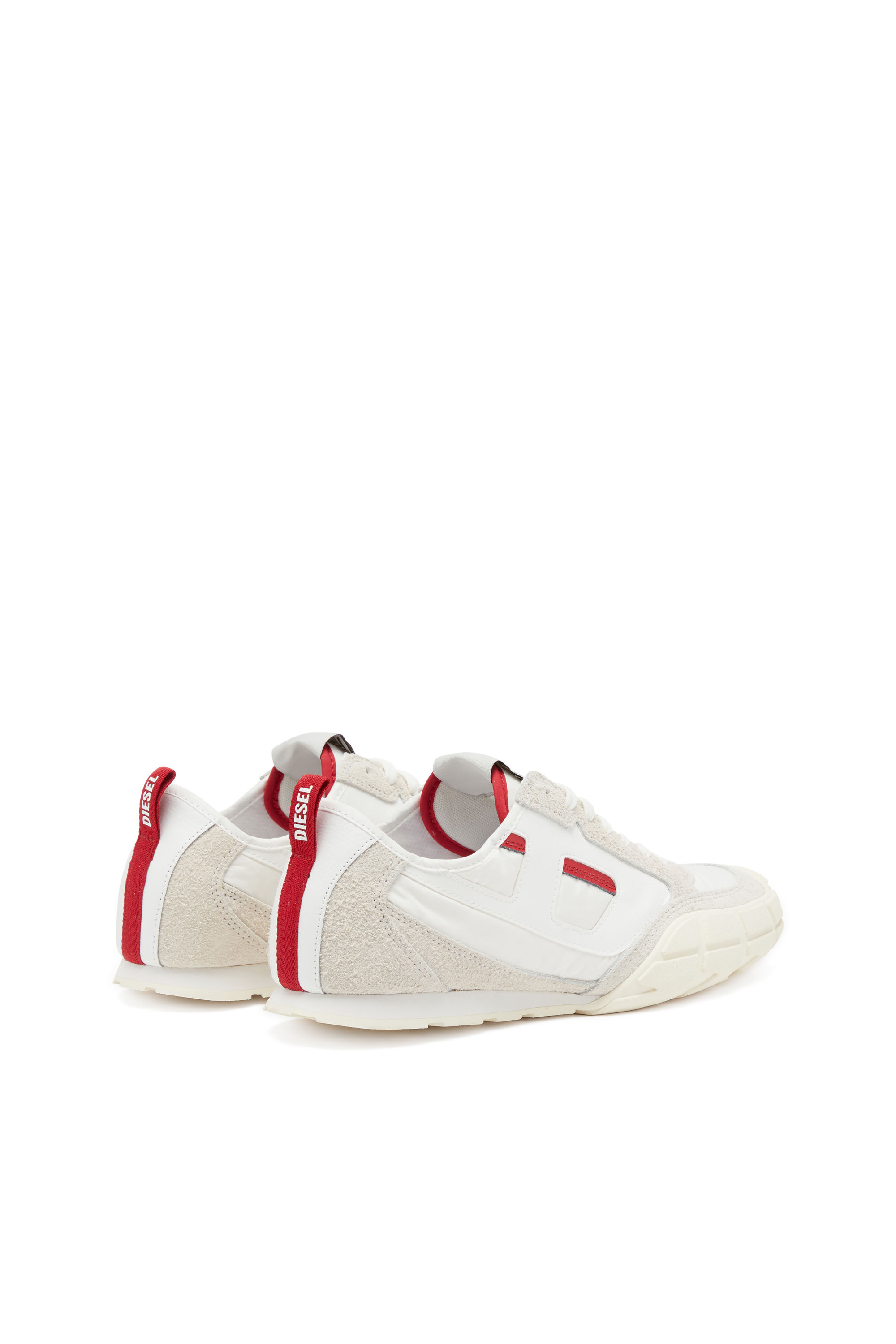 Diesel - S-PAGODHA LOW, Man's S-Pagodha-Sneakers in leather, suede and ripstop in White/Red - 3
