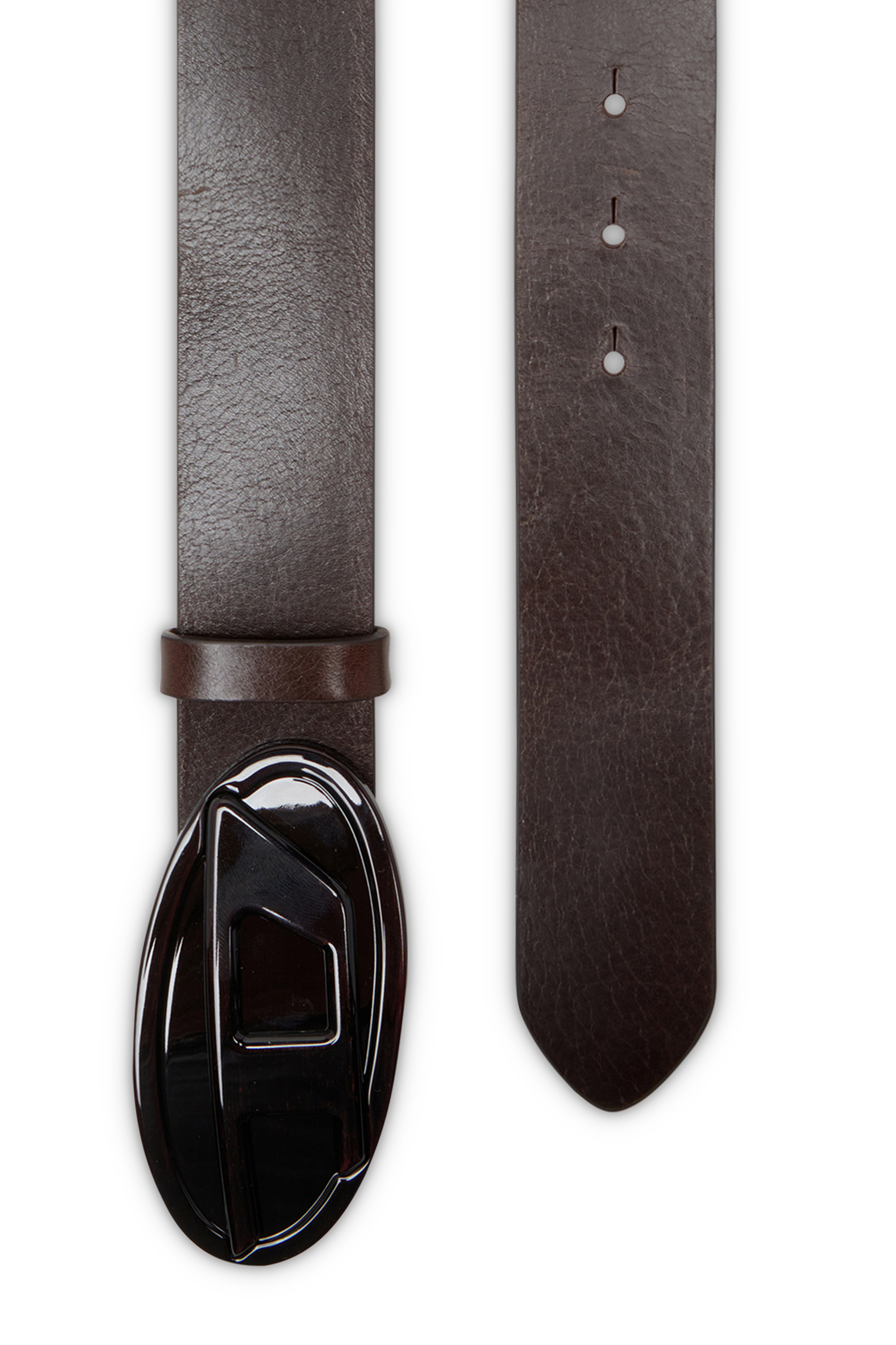Diesel - B-1DR 2.0, Woman's 4cm leather belt with glossy Oval D buckle in Brown - 2