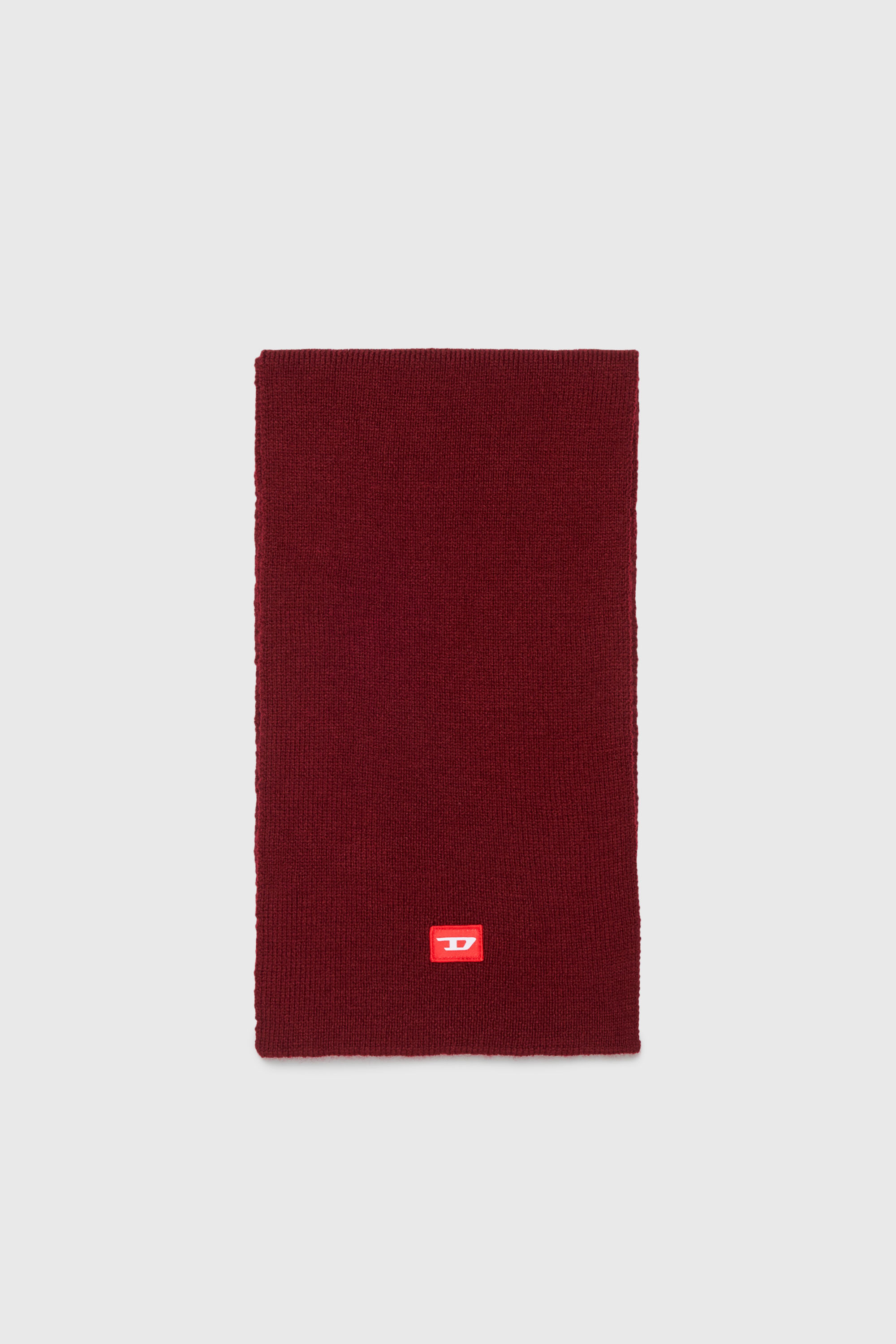 Diesel - RLOT, Unisex's Wool-blend scarf with D logo patch in Red - 1