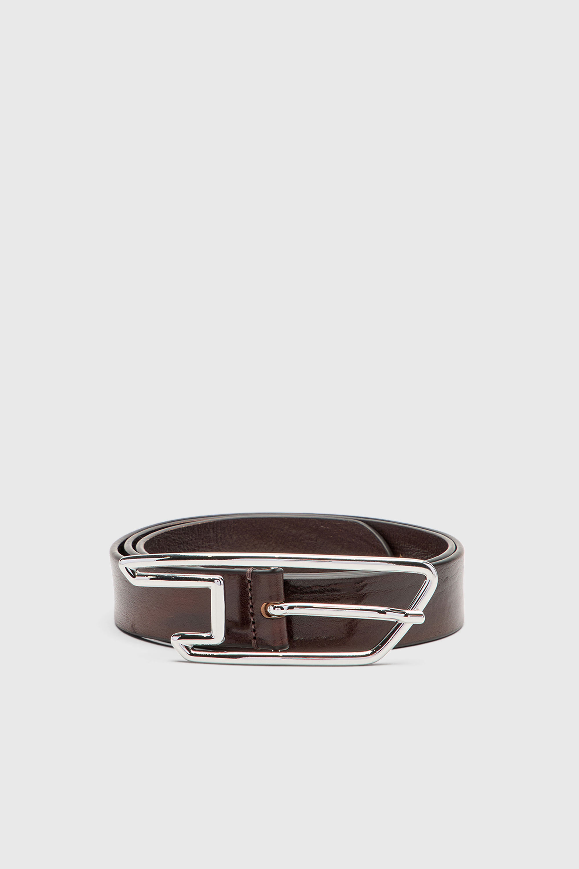 3cm waxed-leather belt with D buckle