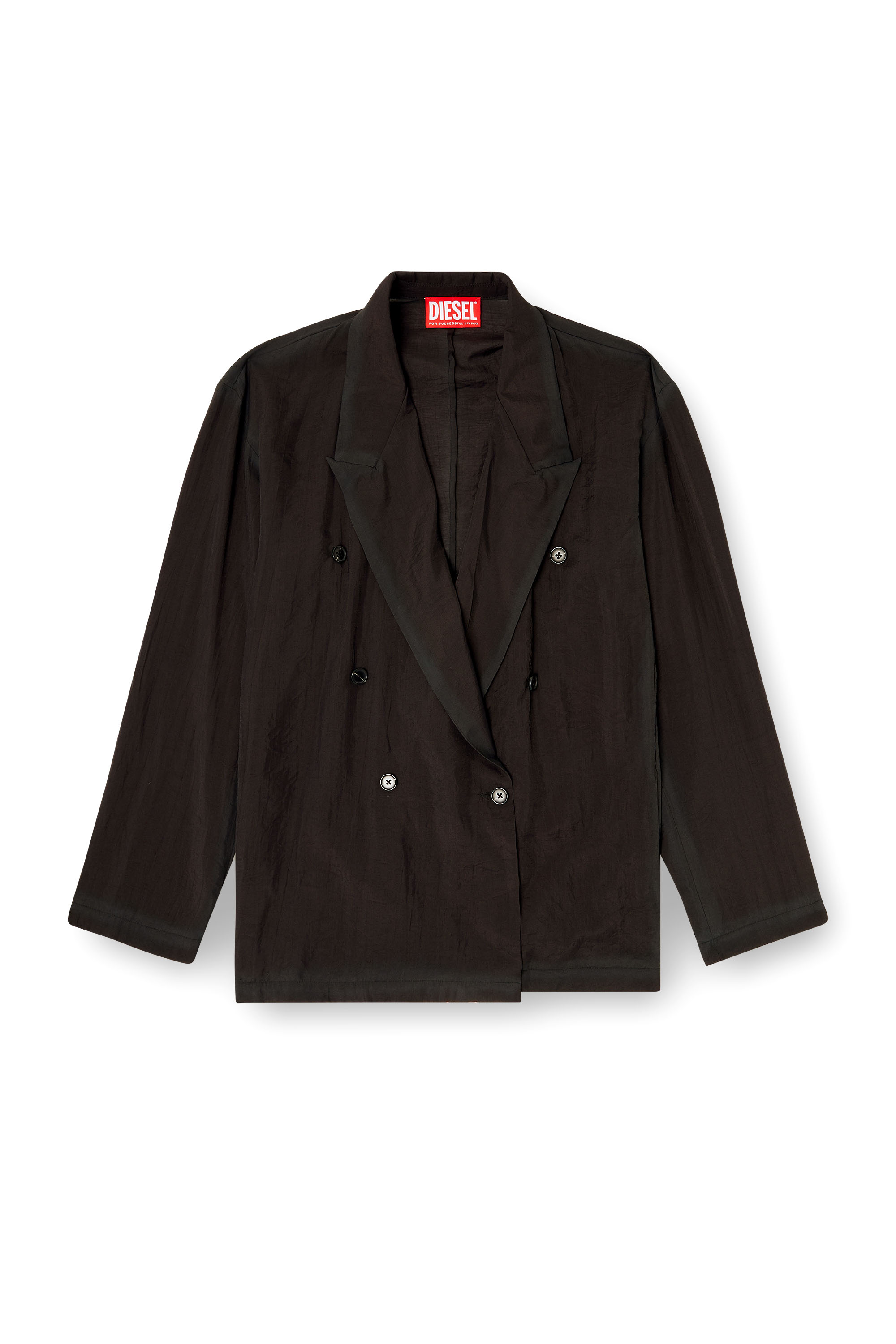Diesel - J-KEYSERY, Man's Double-breasted blazer in wrinkled shell in Dark grey - 3