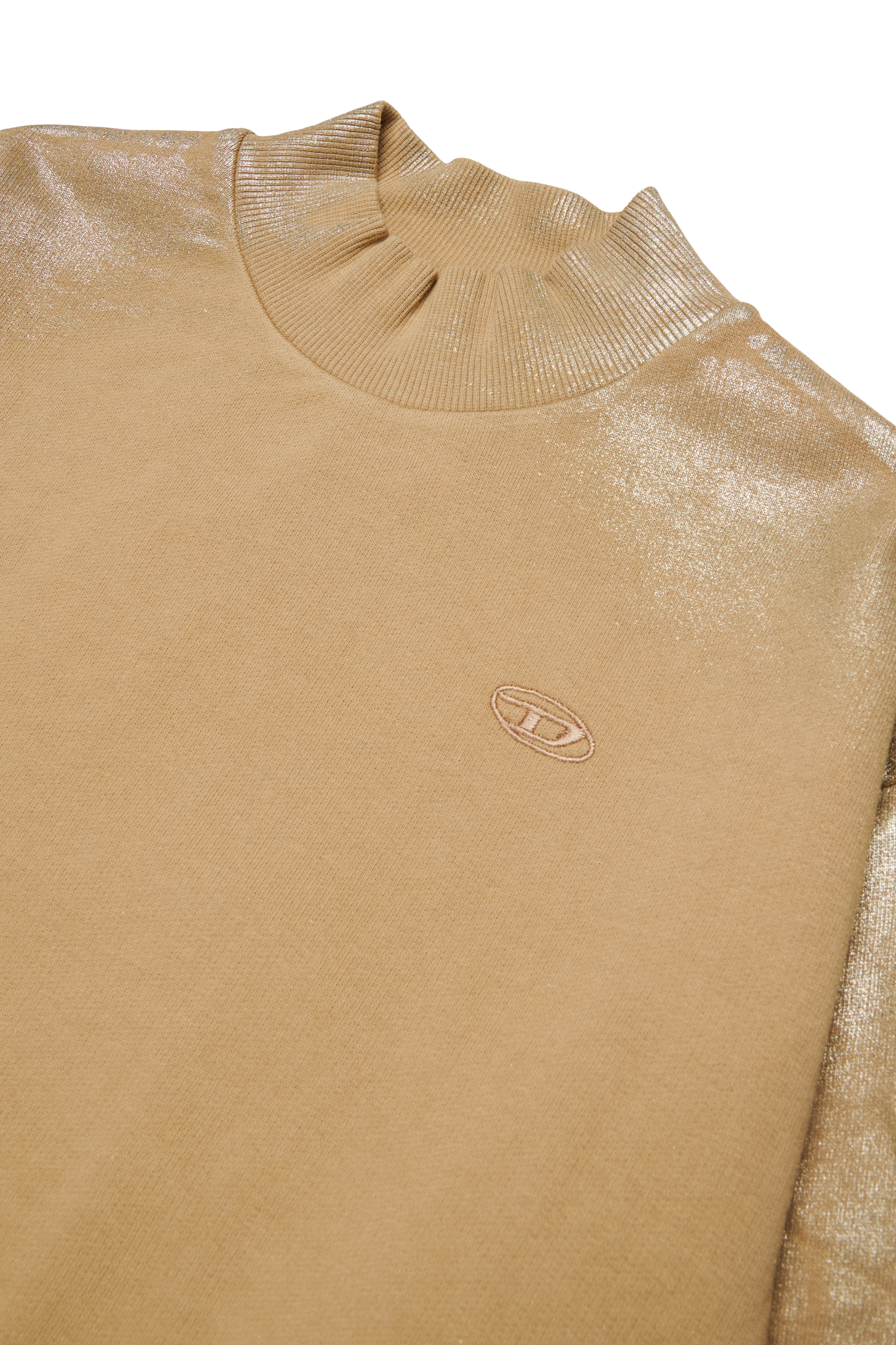 Diesel - SFALEXNS1, Woman's Sweatshirt with metallic-effect sleeves in Brown - 3