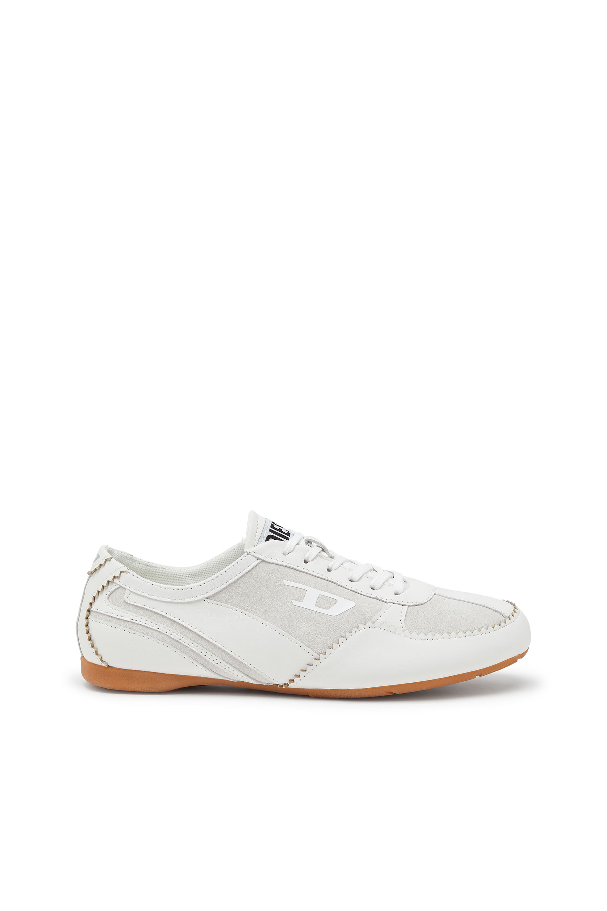 Diesel - D-MILE LOW W, Woman's D-Mile-Flat sneakers in leather and suede in White - 1