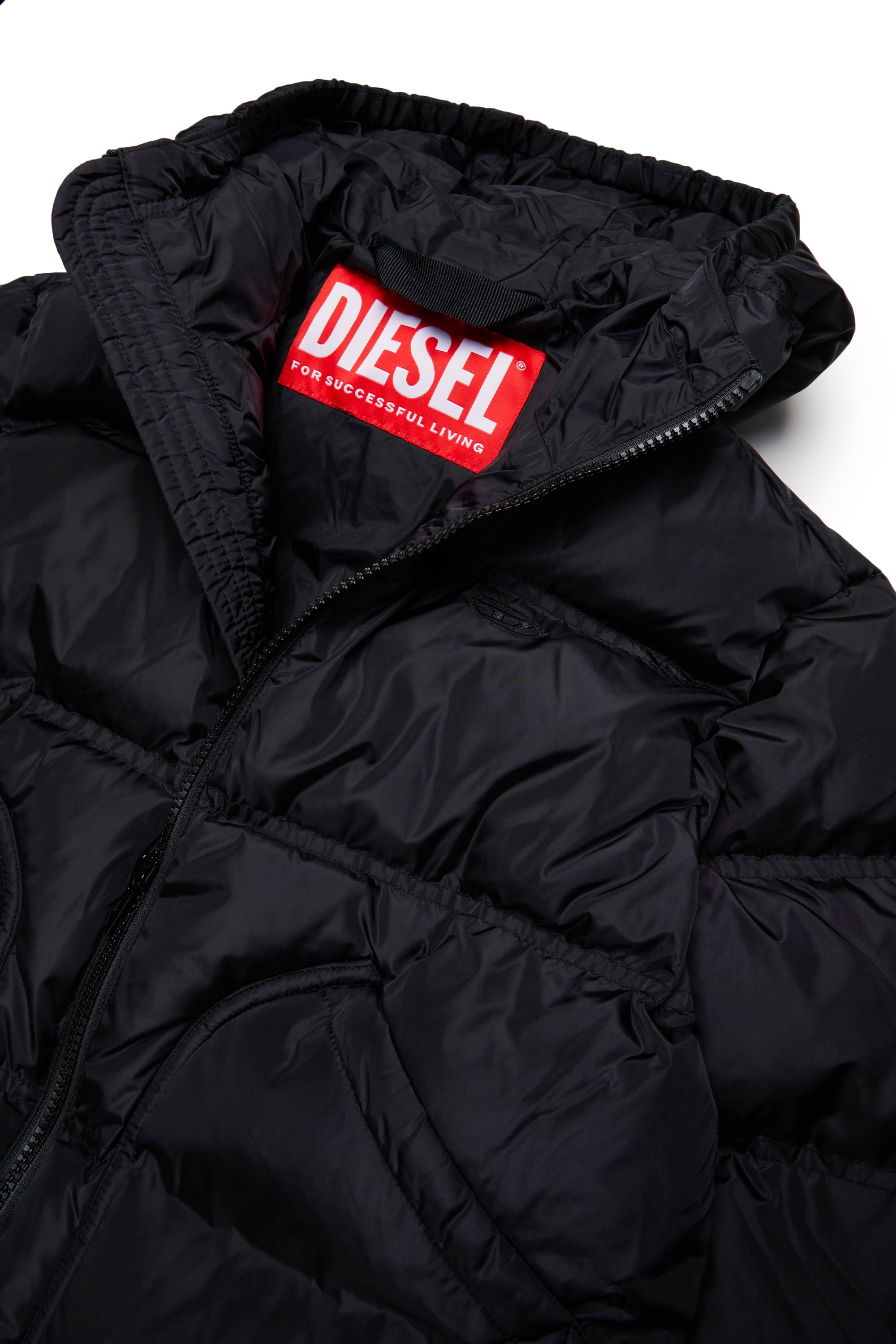 Diesel - JRIVONLONG, Unisex's Puffer coat with oversized pockets in Black - 3