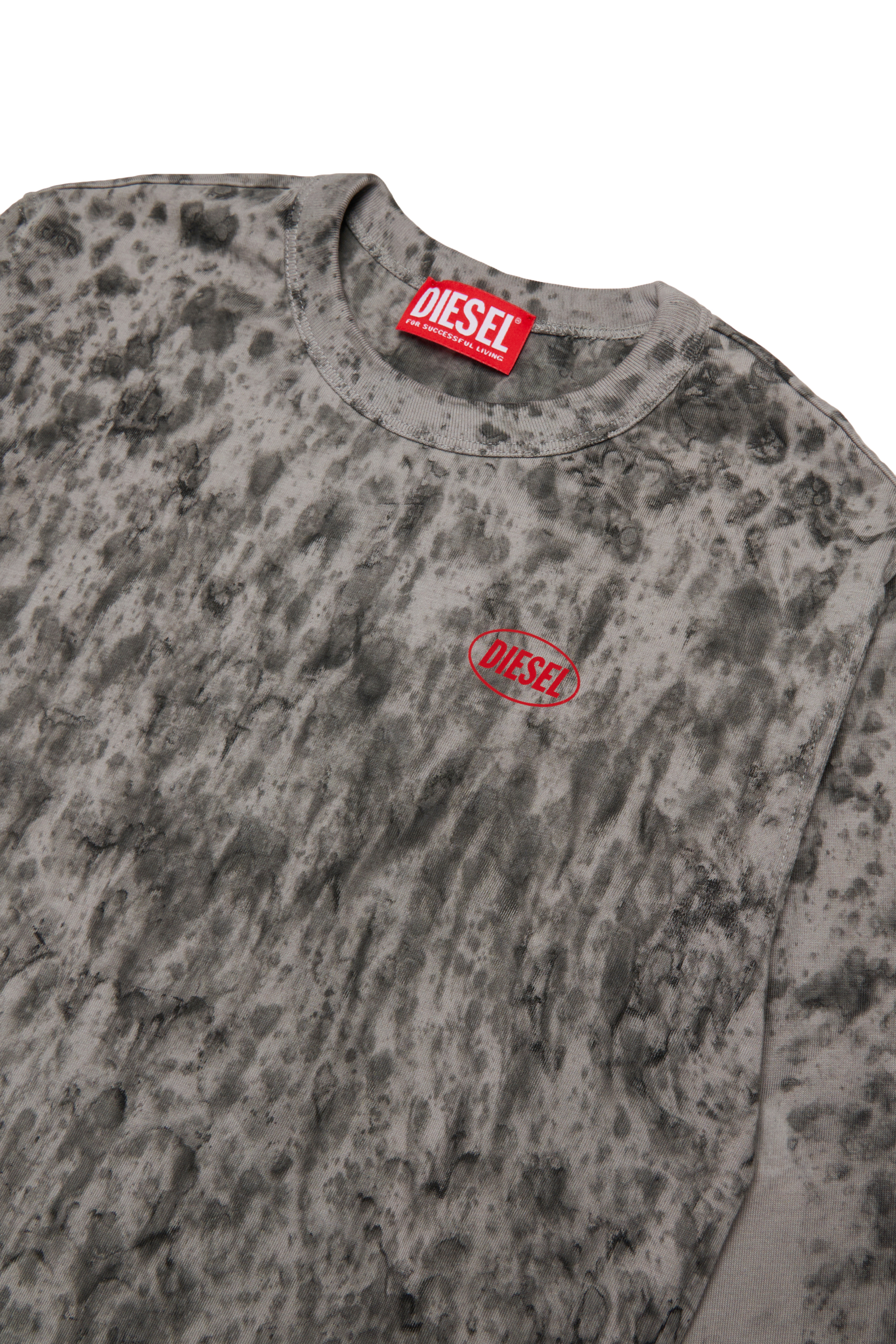 Diesel - TANCREDI OVER, Man's Cotton t-shirt with marbled effect in Dark grey - 3