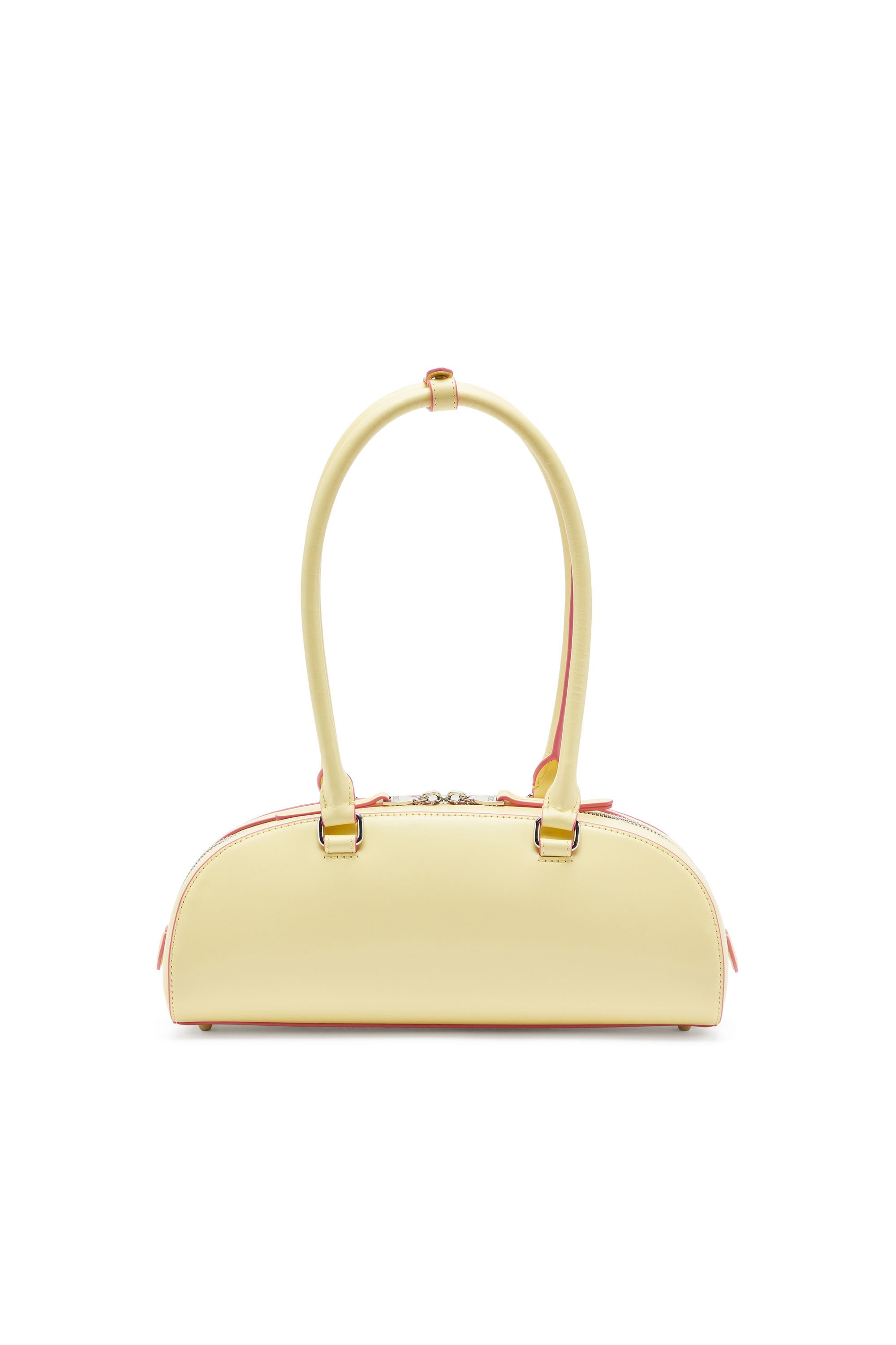 Diesel - 1DR DOME SHOULDER EW, Woman's 1DR Dome - Elongated bowling bag in leather in Yellow - 2