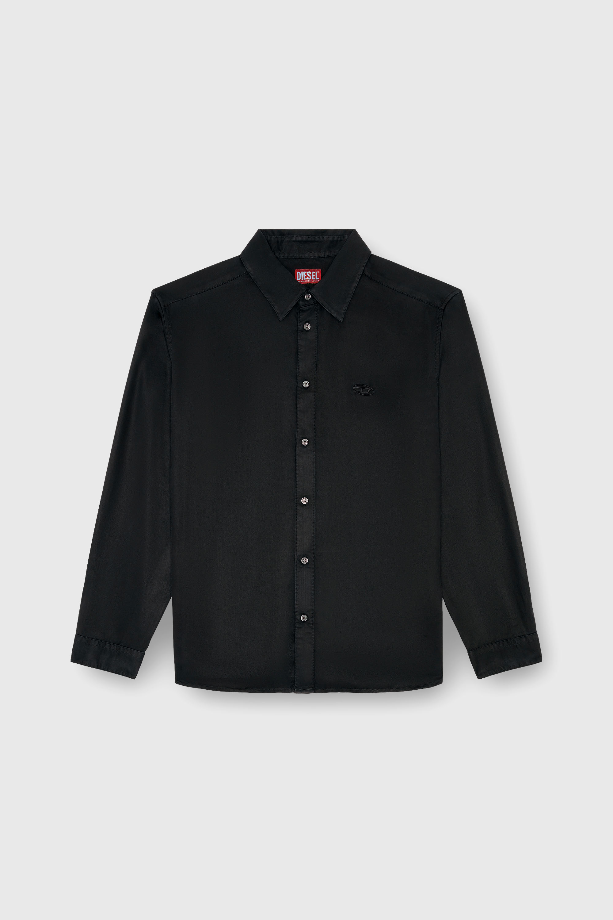 Diesel - S-SIMPLY-C, Man's Fluid shirt with logo embroidery in Black - 2