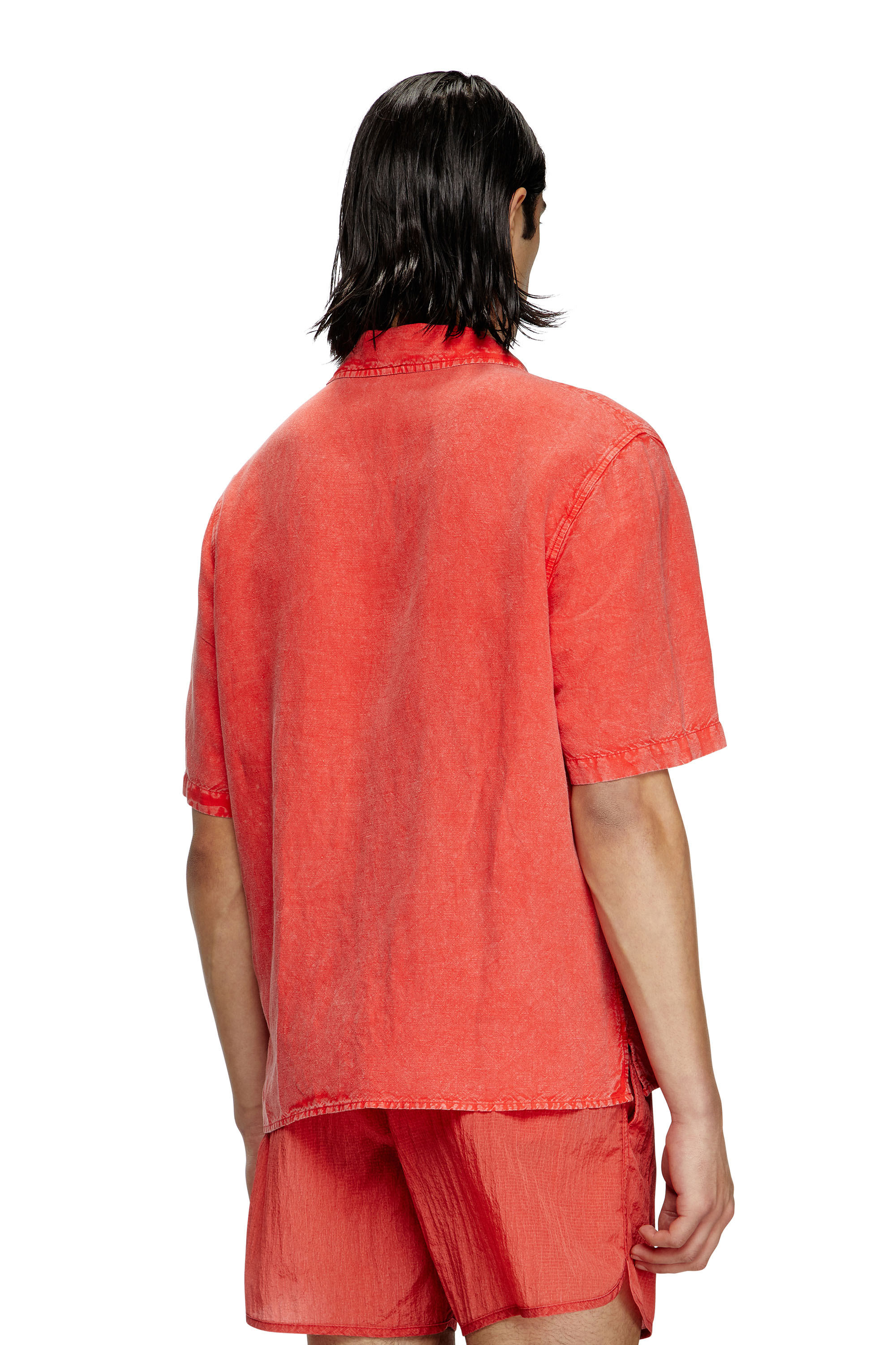 Diesel - CHARLES-D-POP, Man's Beach shirt in linen blend in Red - 3