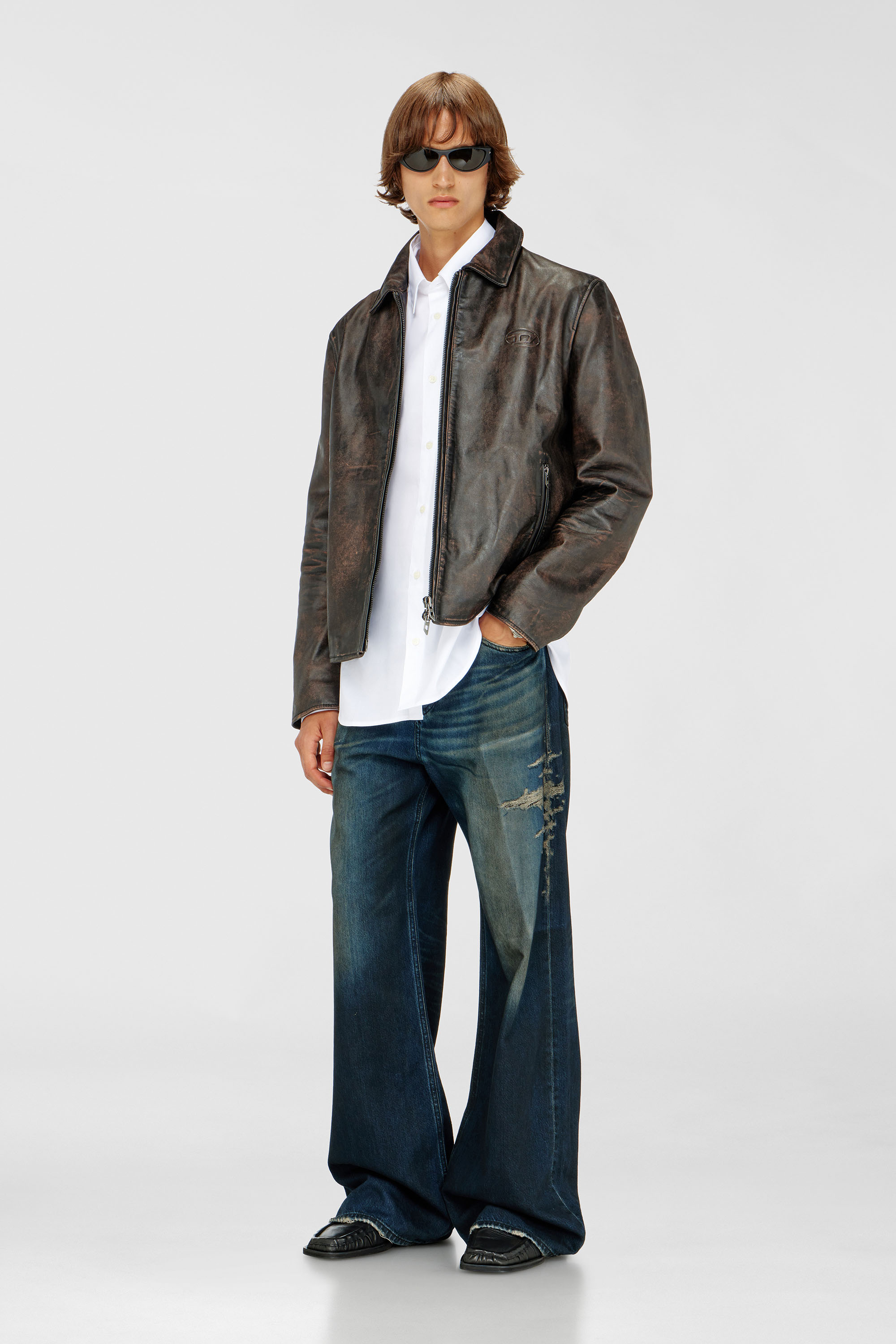 Stretch poplin shirt with embroidery