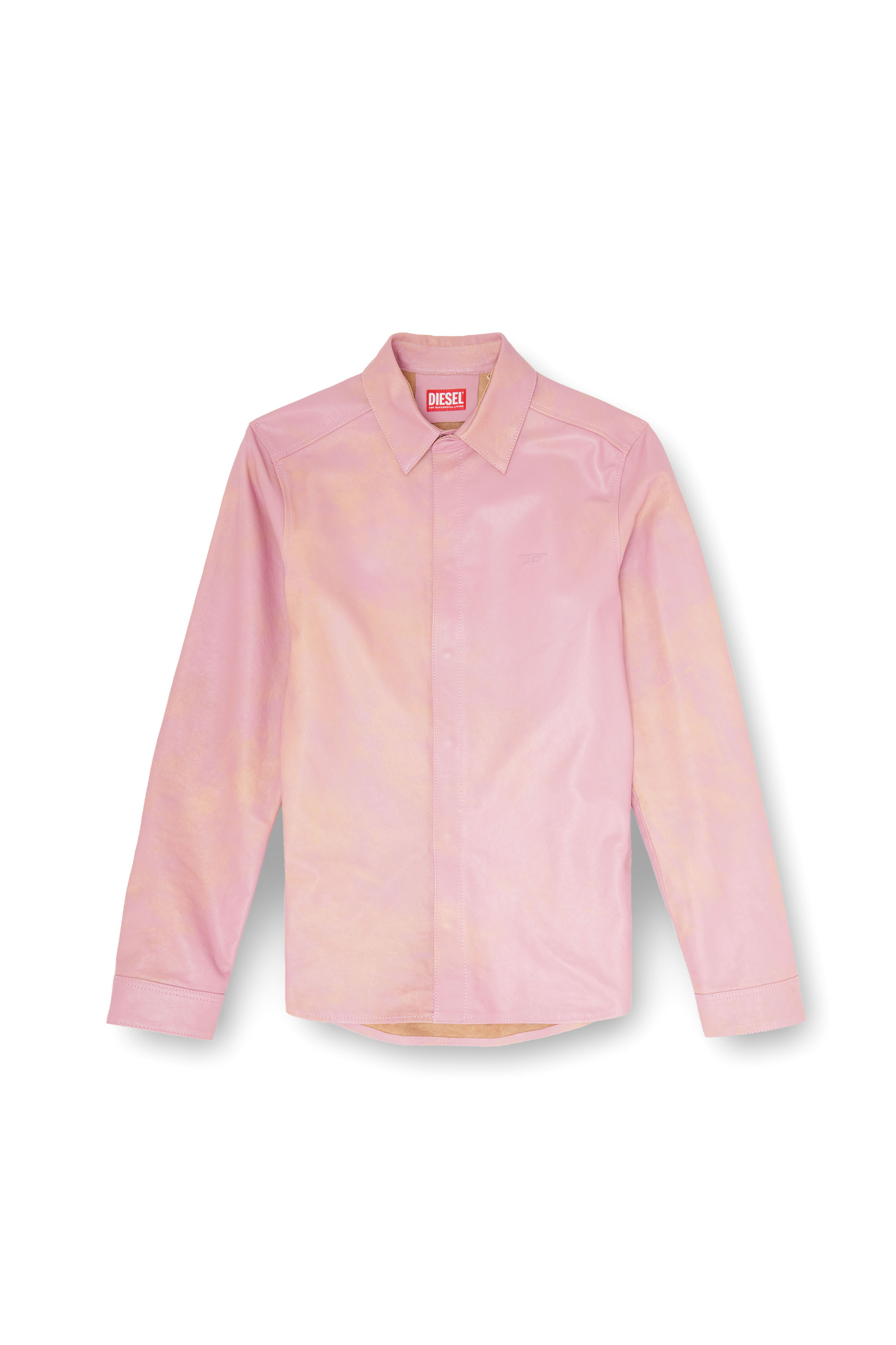 Diesel - S-CIRT, Man's Shirt in treated leather in Pink - 4