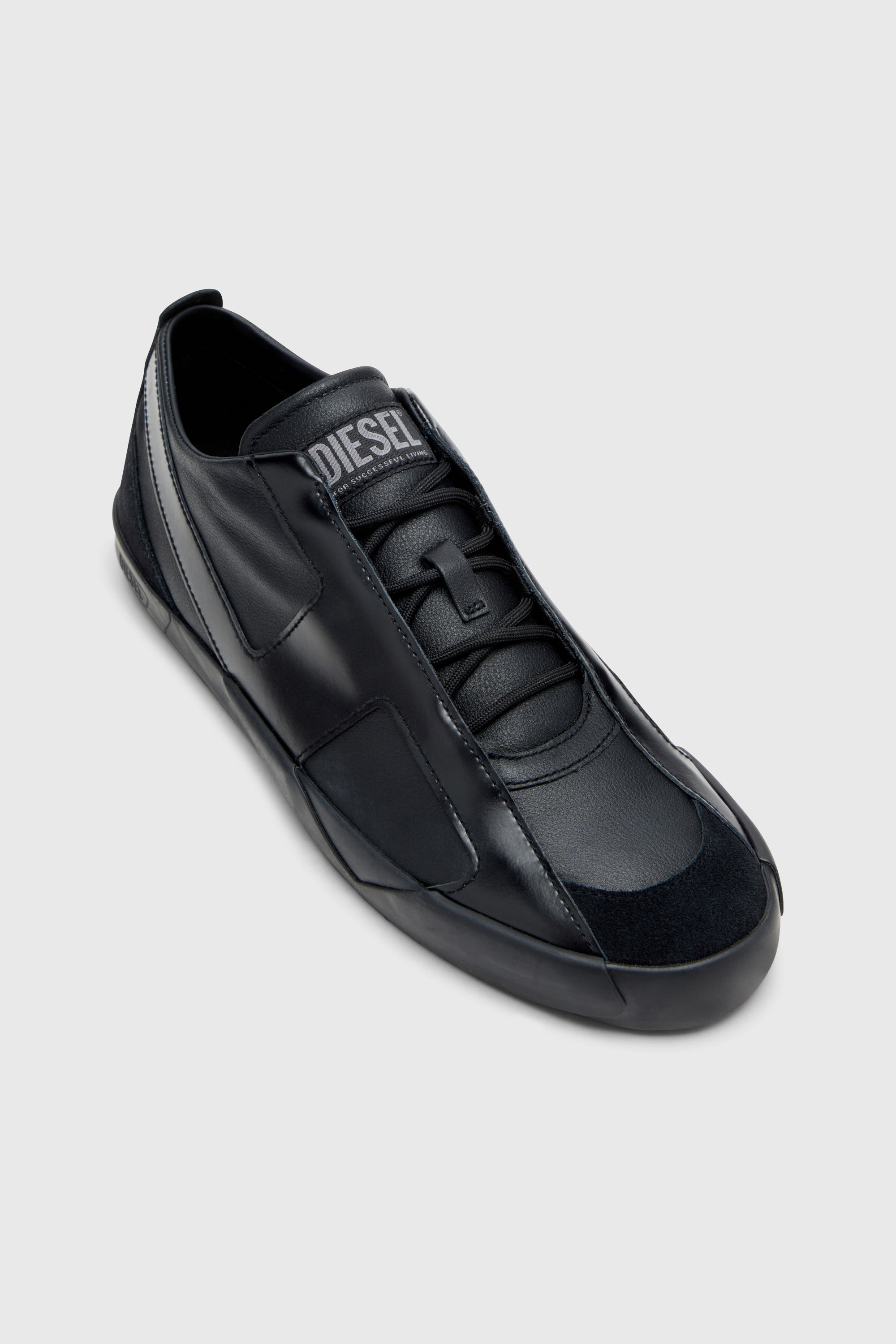 Diesel - S-SLANTE-D LOW, Man's S-Slante-D-Sneakers in suede and leather with D logo in Black - 6