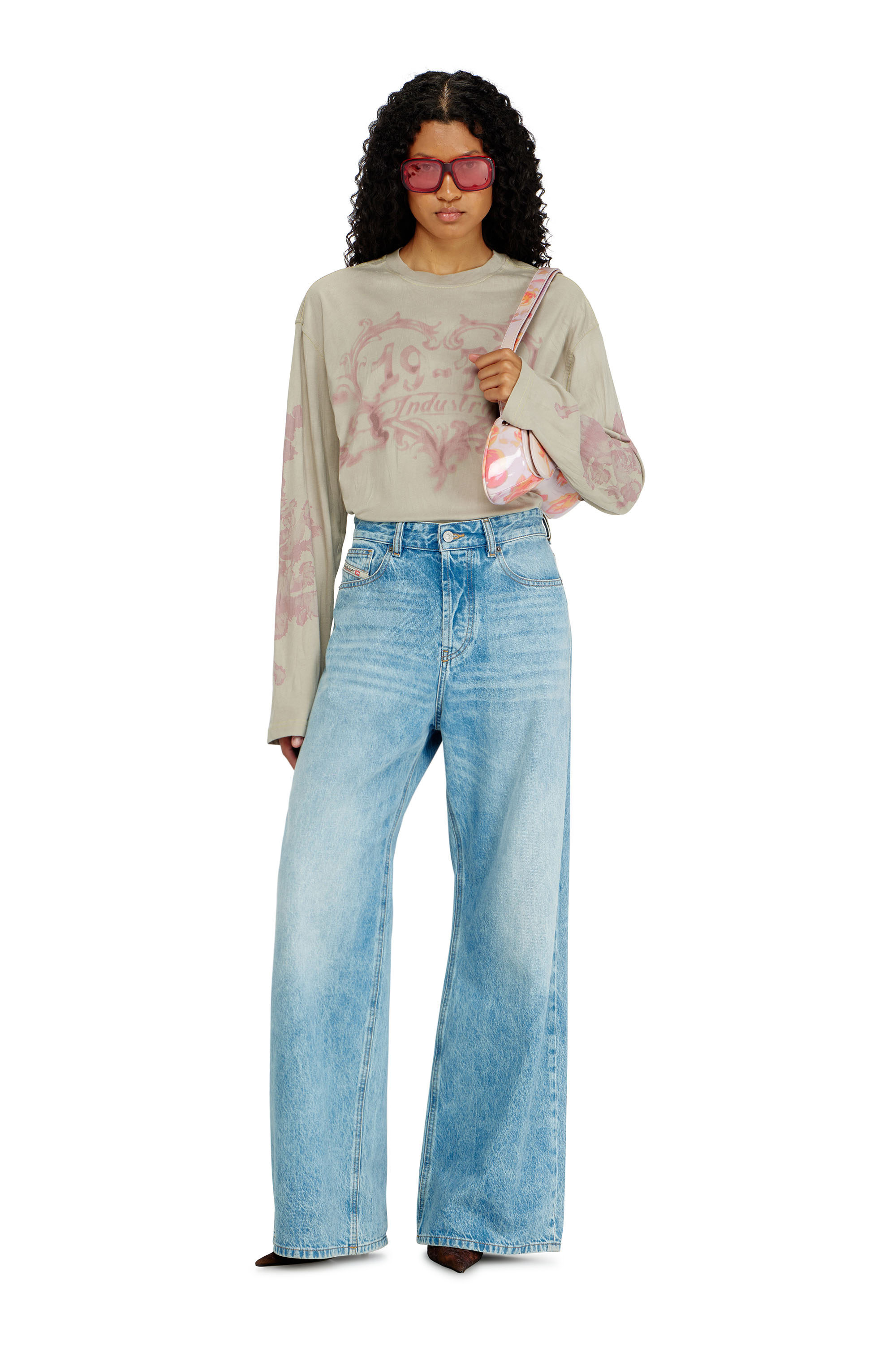 Diesel - T-HILARY-LS-AA1, Woman's Cotton long-sleeve T-shirt with graphic print in null - 1