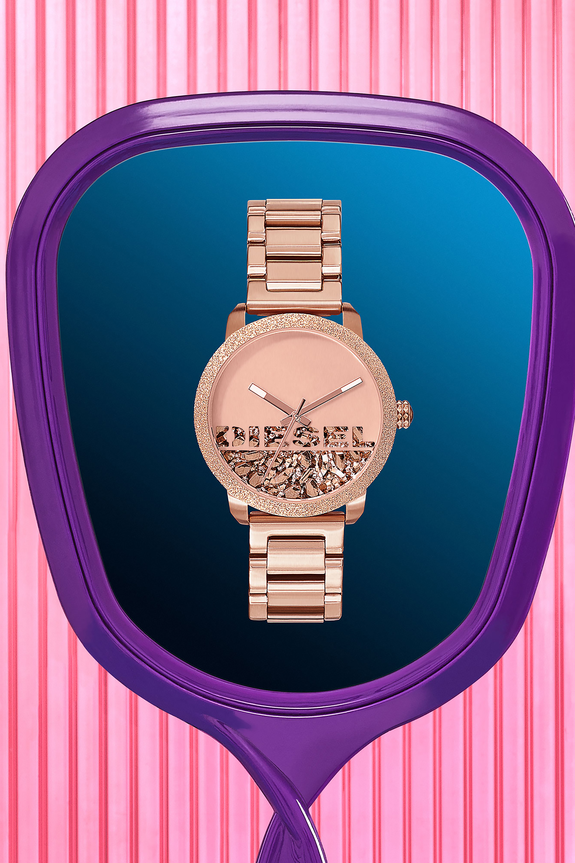 Diesel - DZ5588, Woman's Flare Rocks rose gold stainless steel watch in Pink - 3