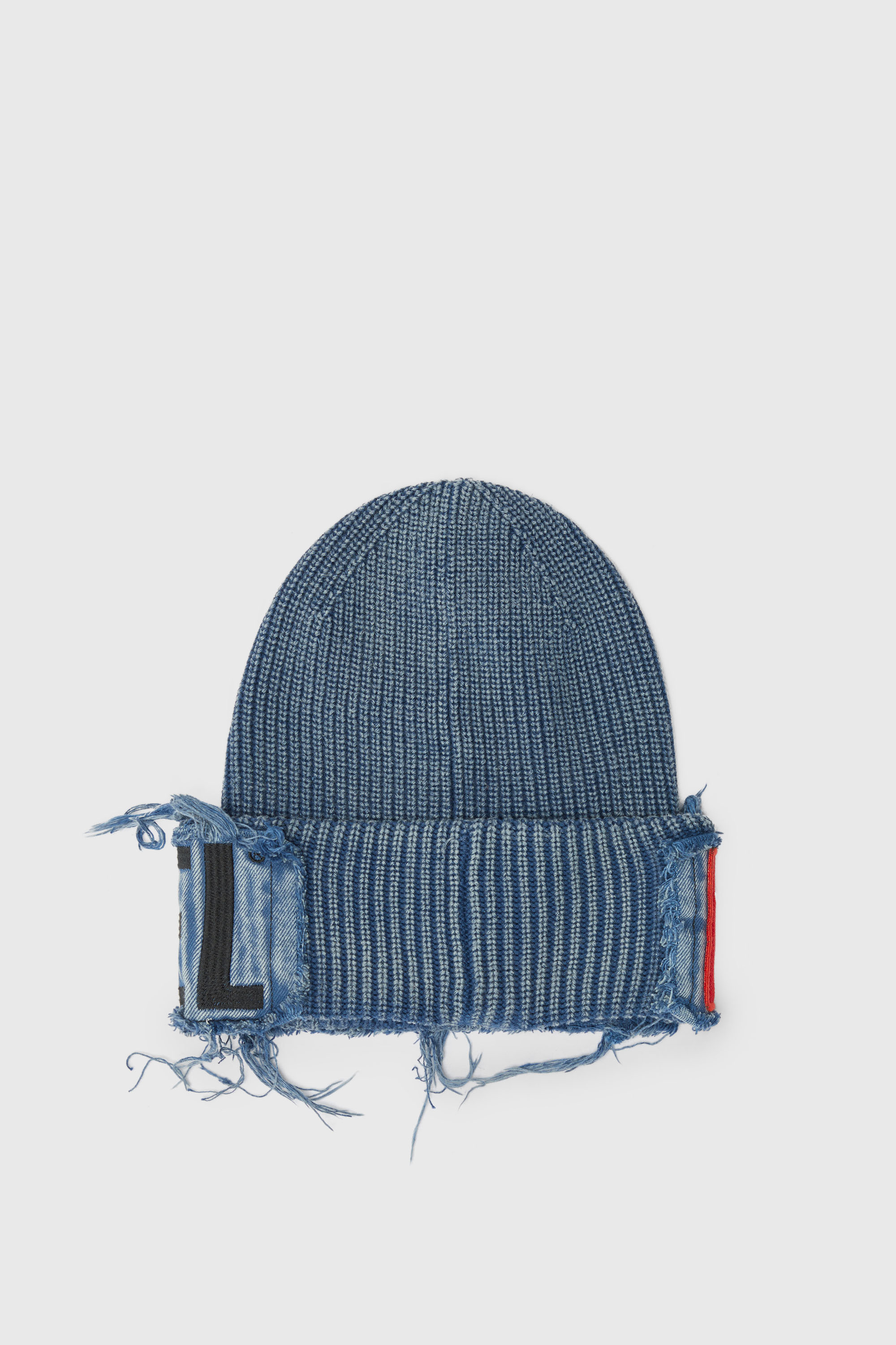 Diesel - K-FROK, Unisex's Denim effect beanie with bold patch detail in Blue - 2