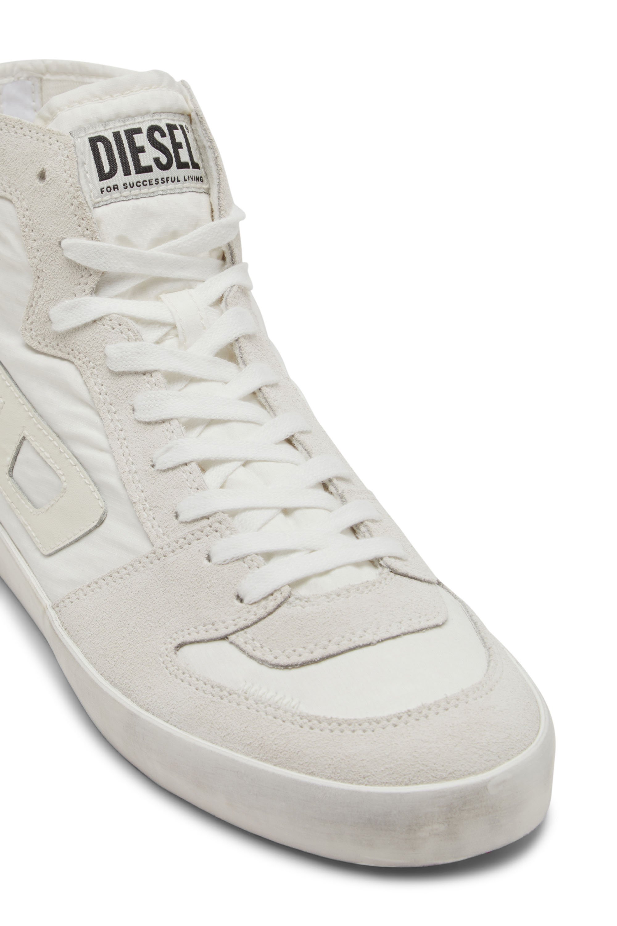 Diesel - S-LEROJI D-1 MID, Man's S-Leroji D-Padded-ripstop and suede high-top sneakers in White - 4