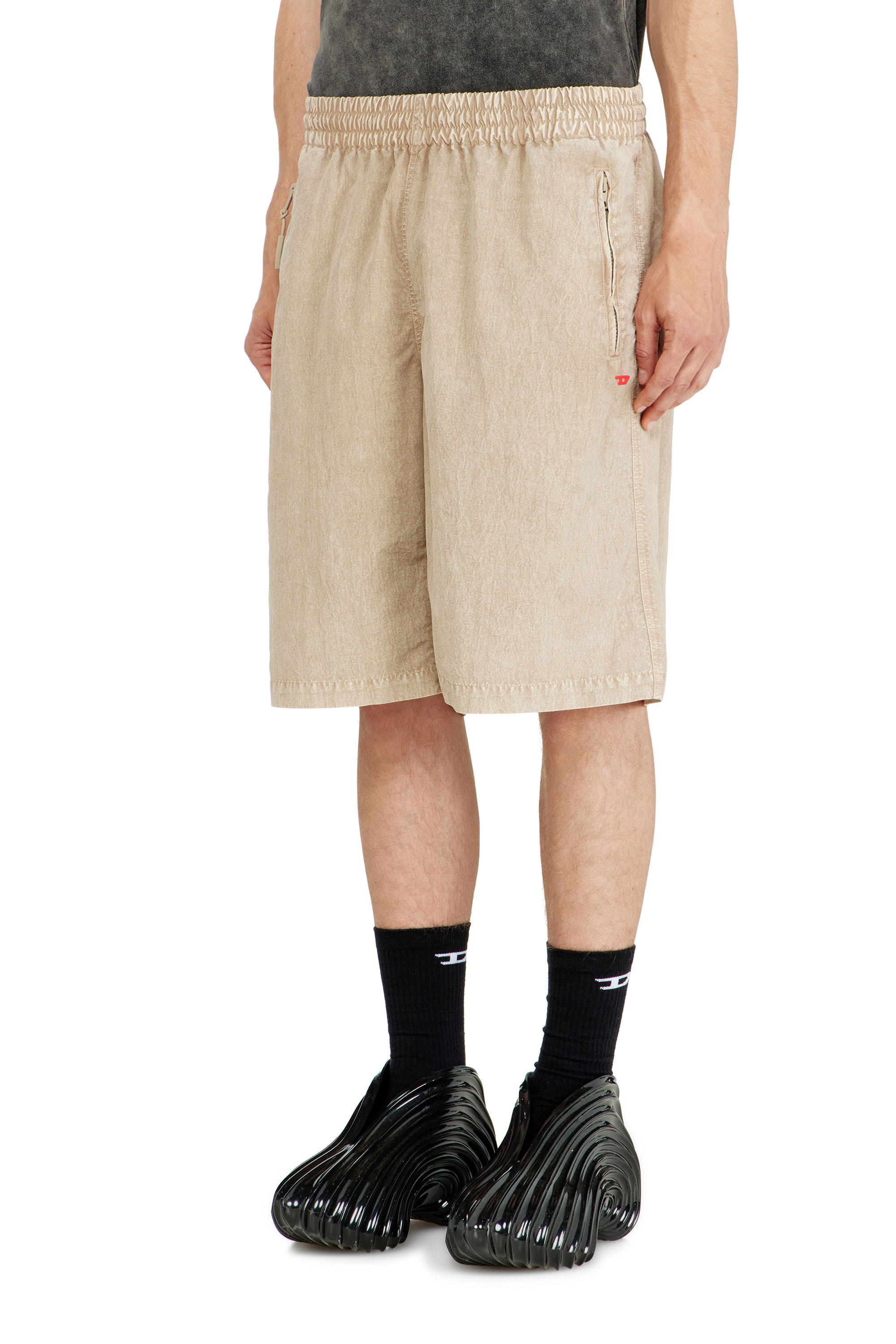 Diesel - P-THECK-SHORT-PLBH, Man's Treated nylon shorts in Beige - 2
