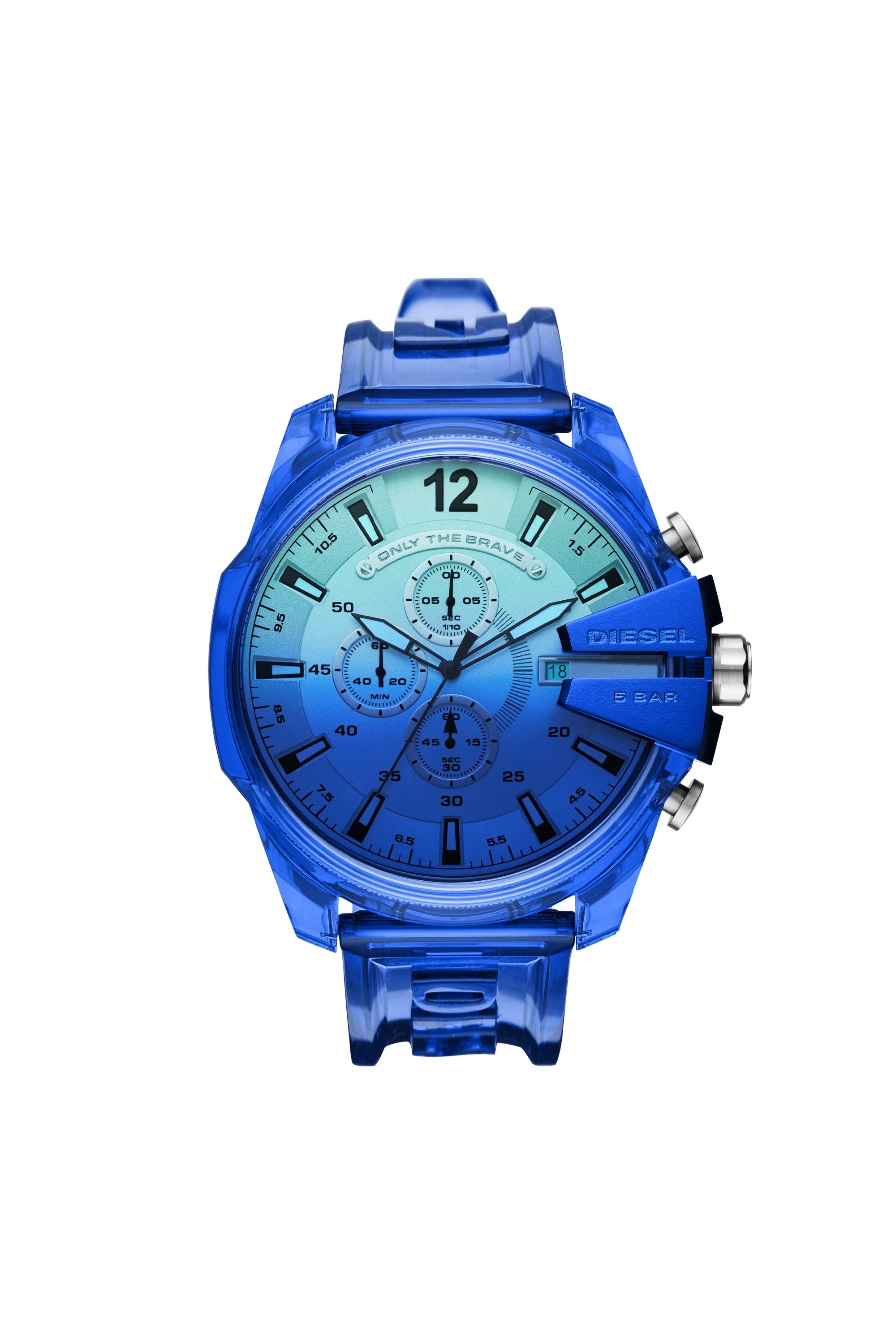 Diesel - DZ4531, Man's Mega Chief chronograph blue polyurethane watch in Blue - 1