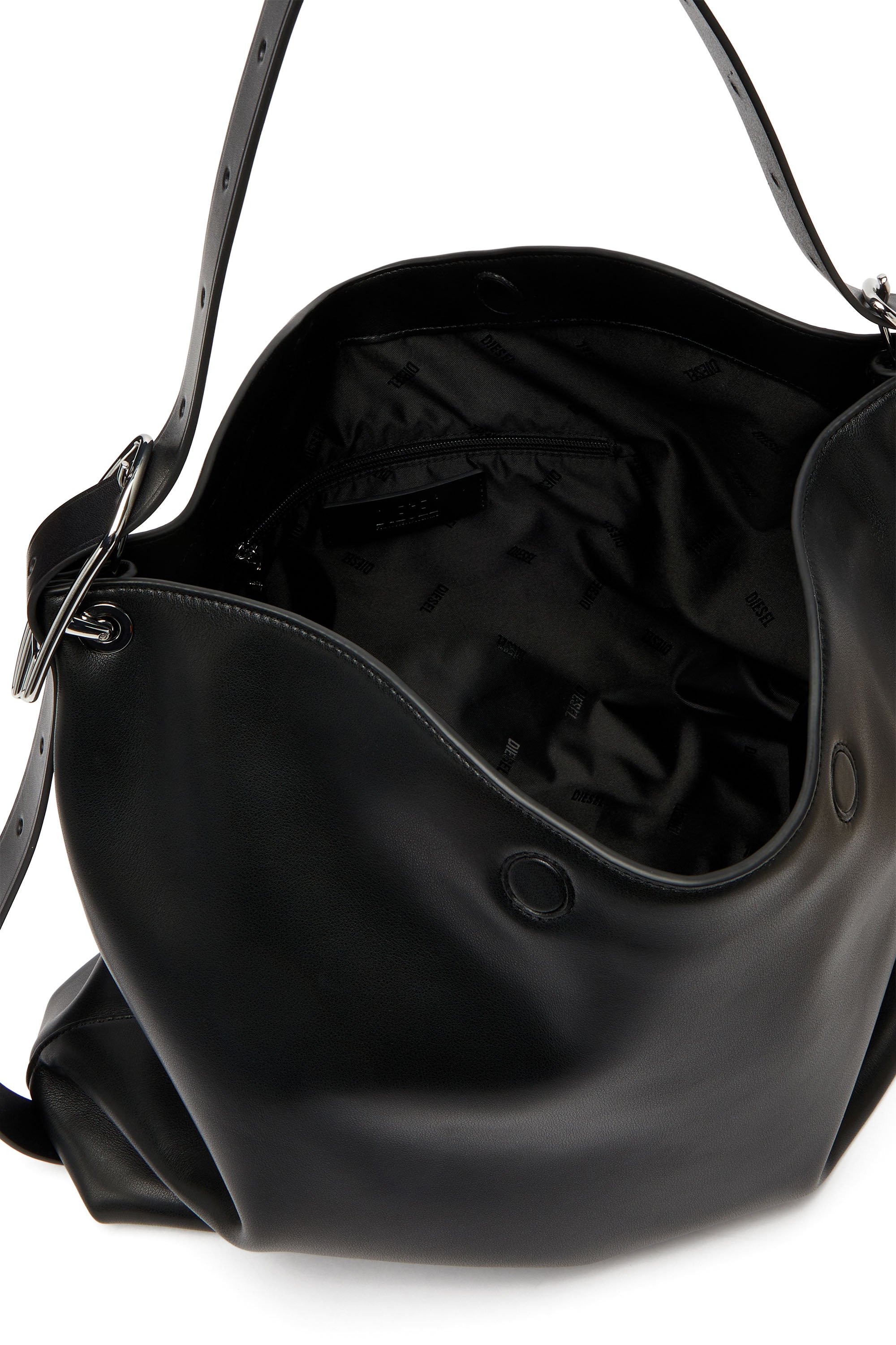 Diesel - D-LINE HOBO, Woman's D-Line-Leather hobo bag in Black - 4