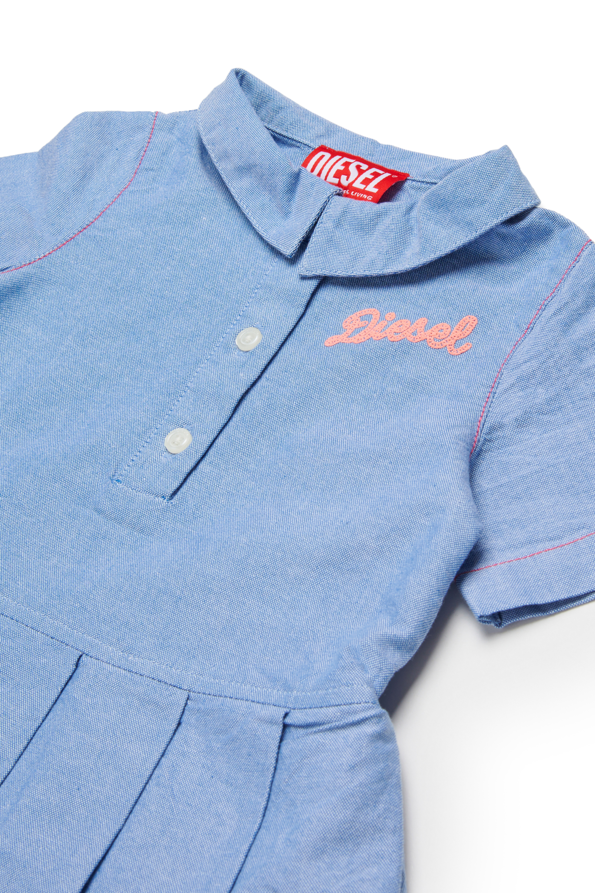 Diesel - DOPLYB, Woman's Cotton dress with pleated skirt in Blue - 3