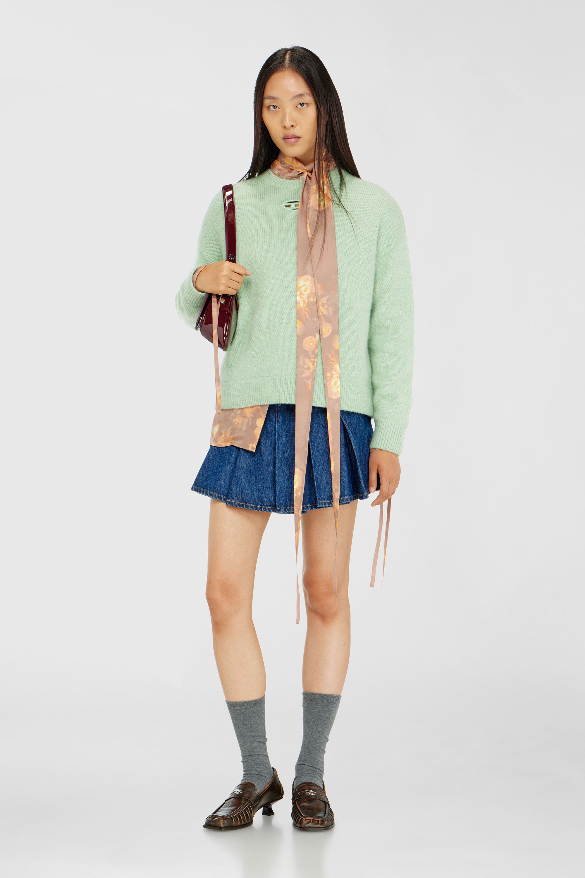 Diesel - M-AREETA, Woman's Jumper in wool and alpaca blend in Water Green - 2
