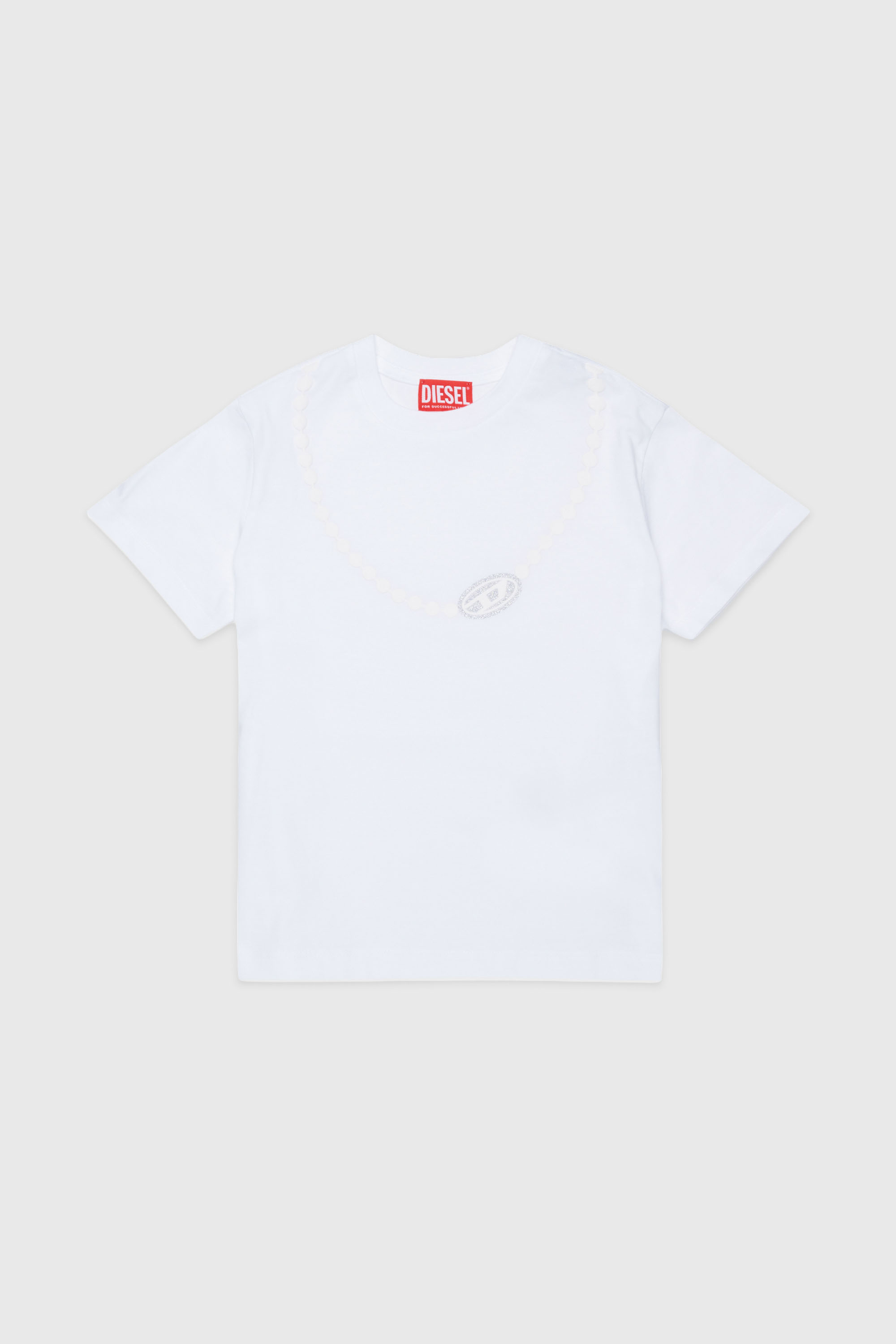 Diesel - TICLA, Woman's Cotton T-shirt with necklace print in White - 1