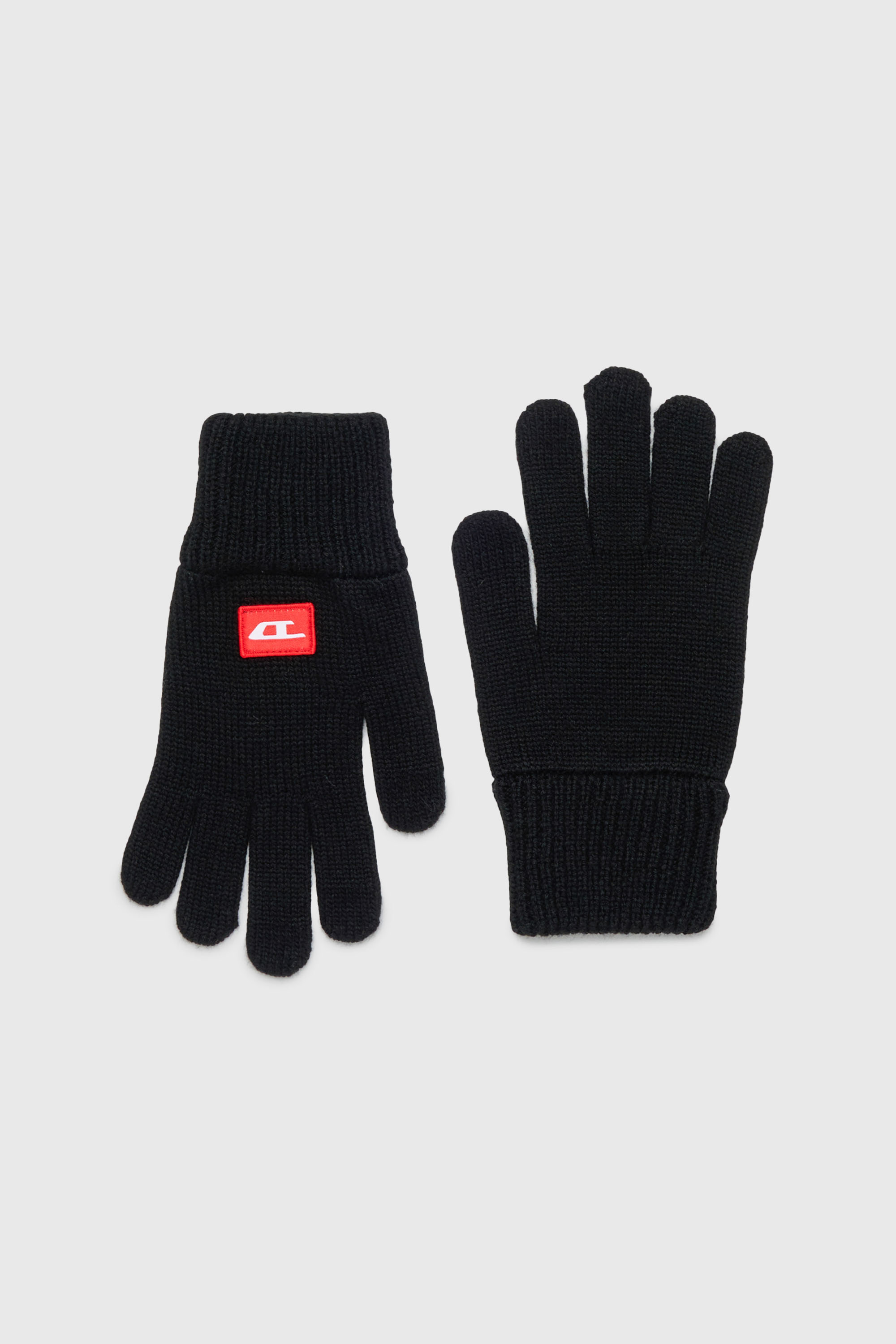 Diesel - NLOT, Unisex's Touchscreen gloves in wool-blend knit in Black - 1