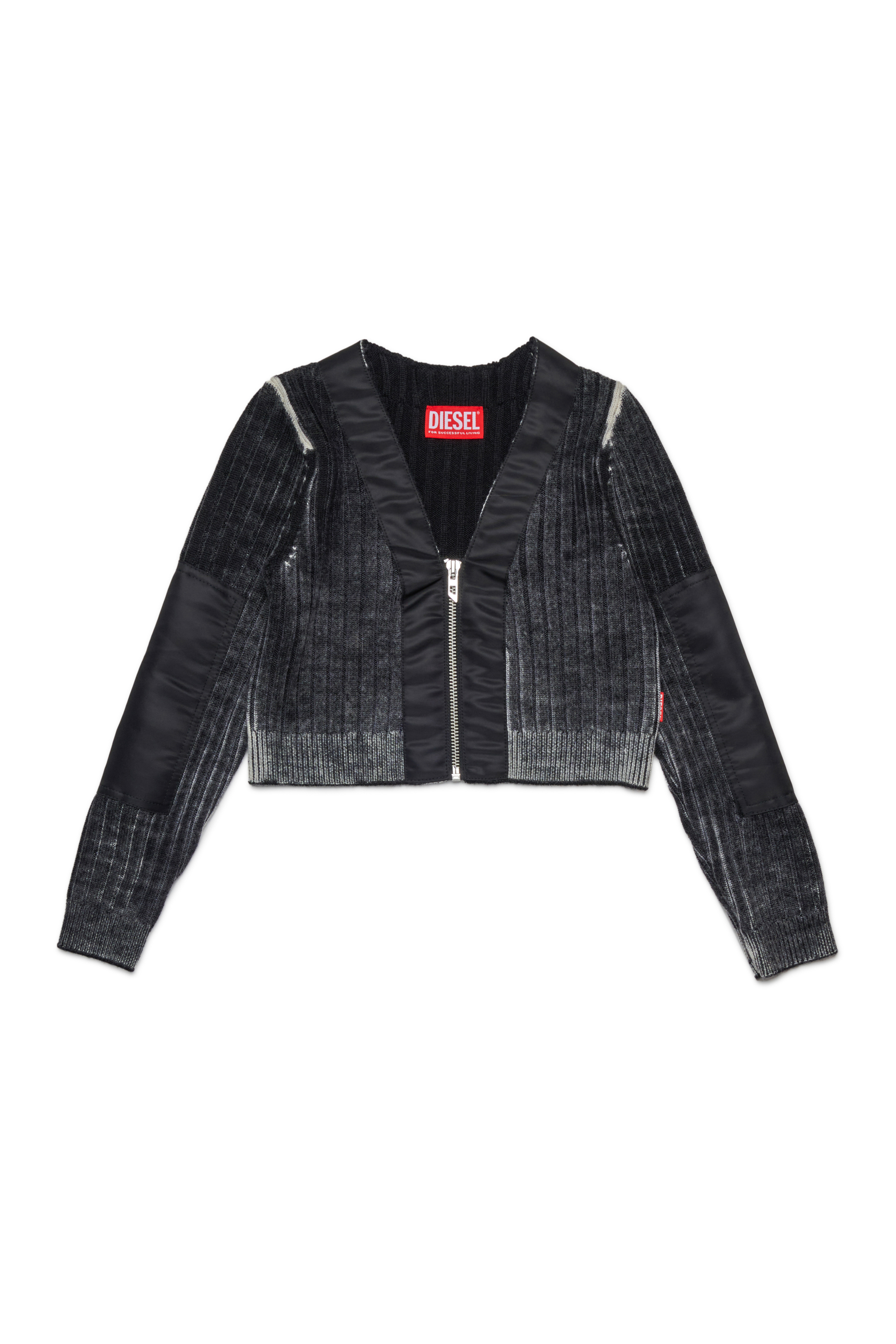 Diesel - KMASERA, Woman's Wool sweater with front zipper in Black - 1