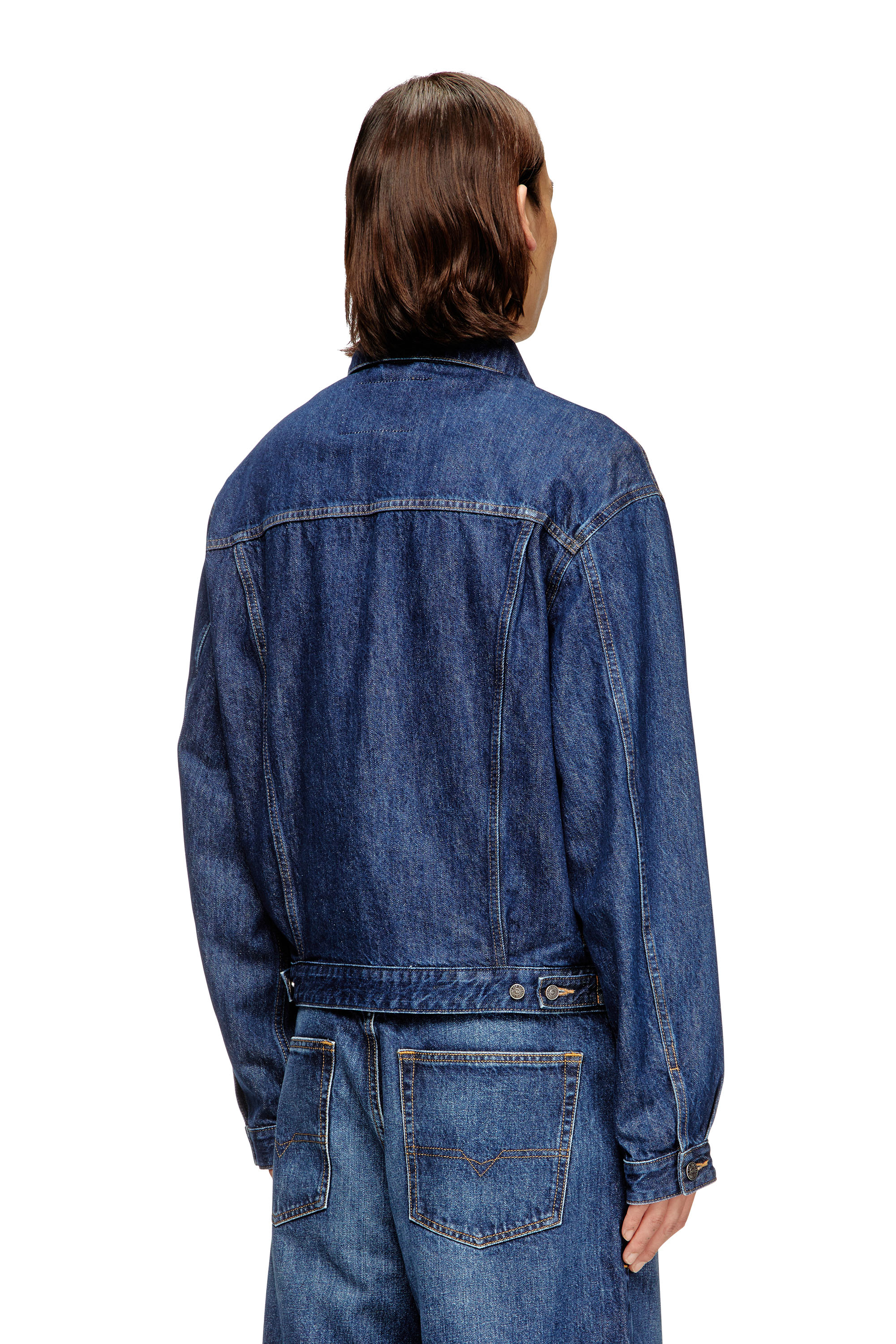 Diesel - D-RANGER, Unisex's Trucker jacket in DNA denim in Medium blue - 4