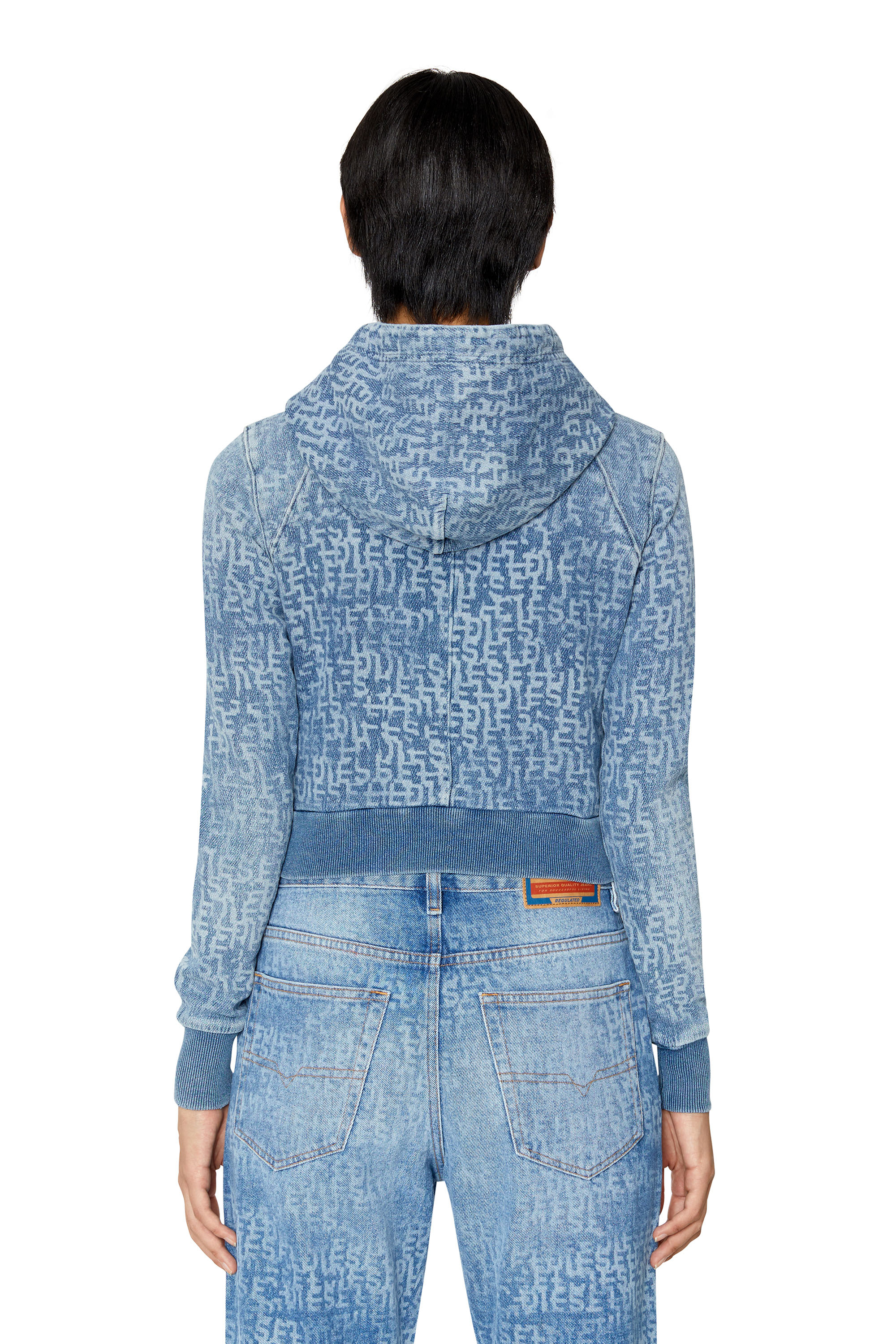 Diesel - D-ANGY TRACK DENIM HOODIE, Light Blue - Image 4