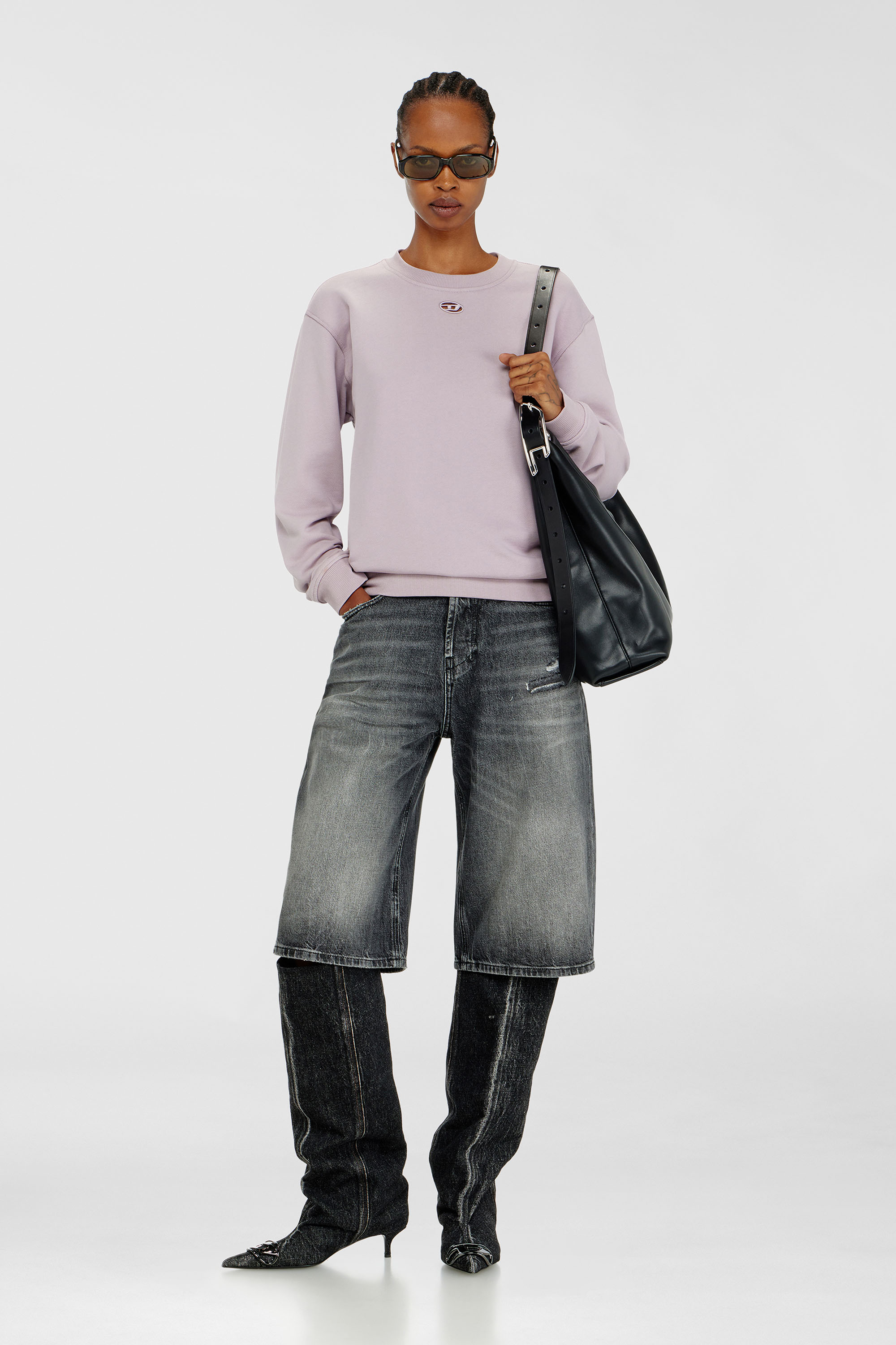 Diesel - F-NORMY-OD, Woman's Cotton sweatshirt with Oval D embroidery in Lilac - 2