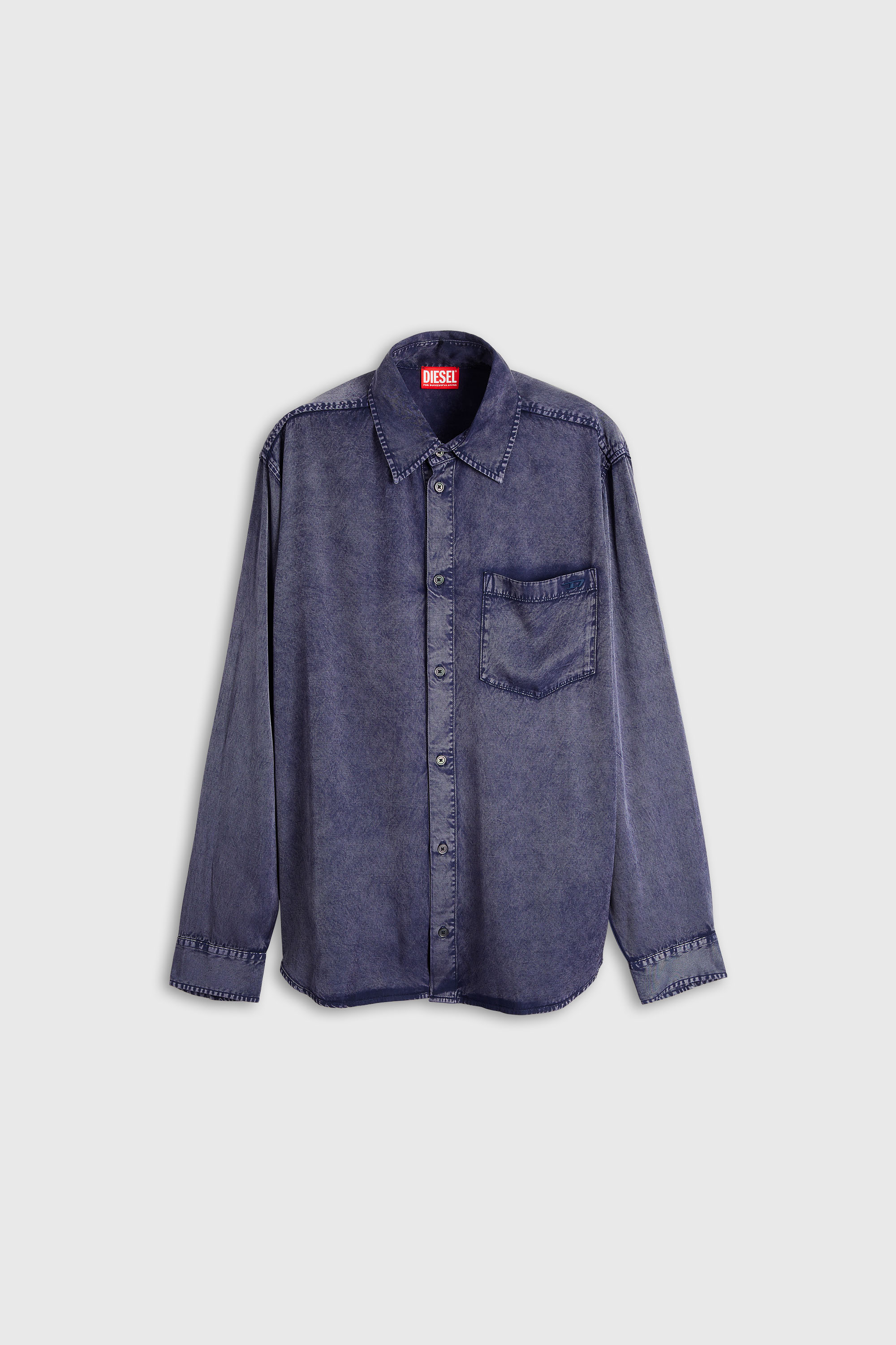 Diesel - S-SIMPLY-NIBC, Man's Fluid shirt in denim-effect viscose in null - 4